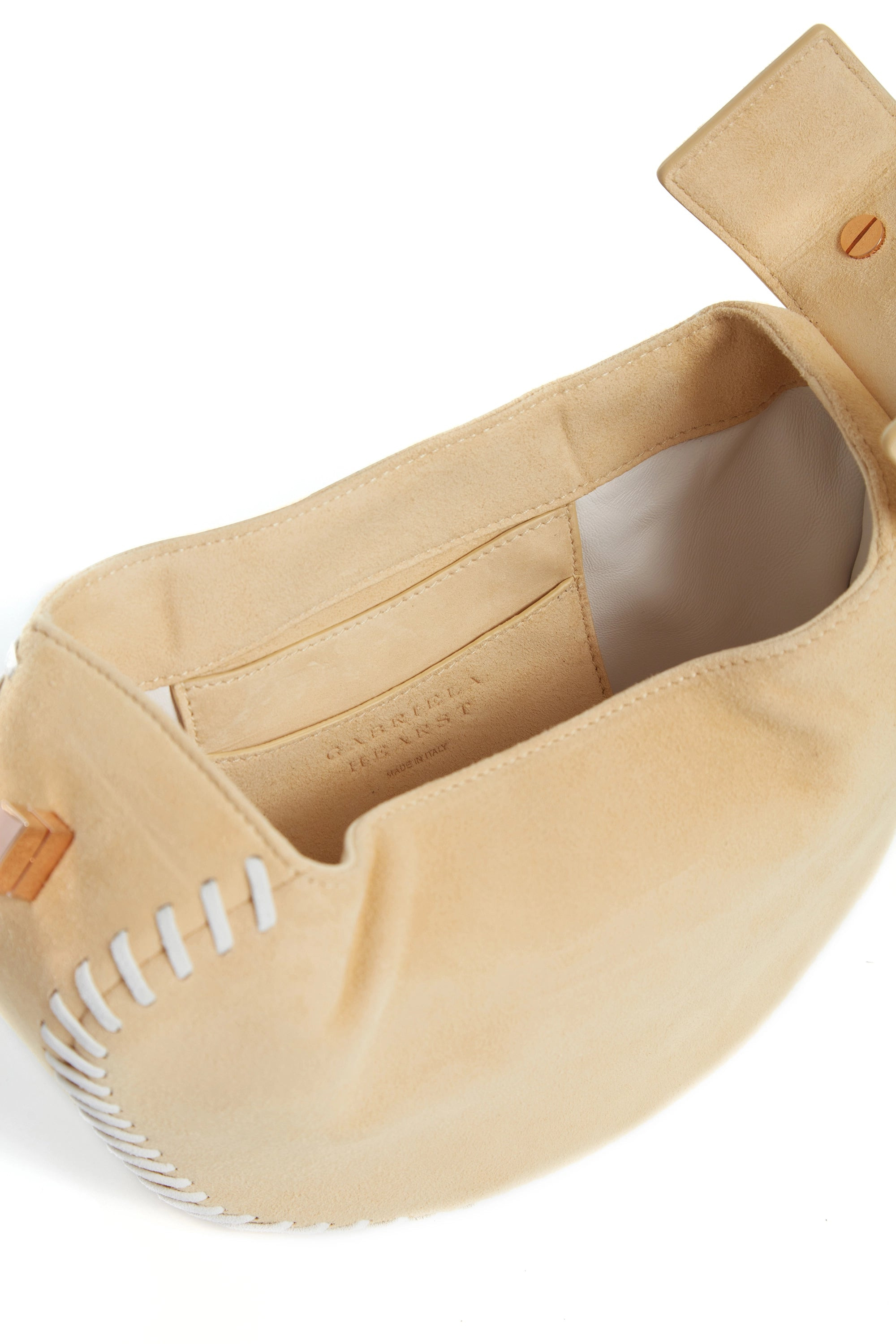 Whipstitch Demi Bag in Nude Suede - 7
