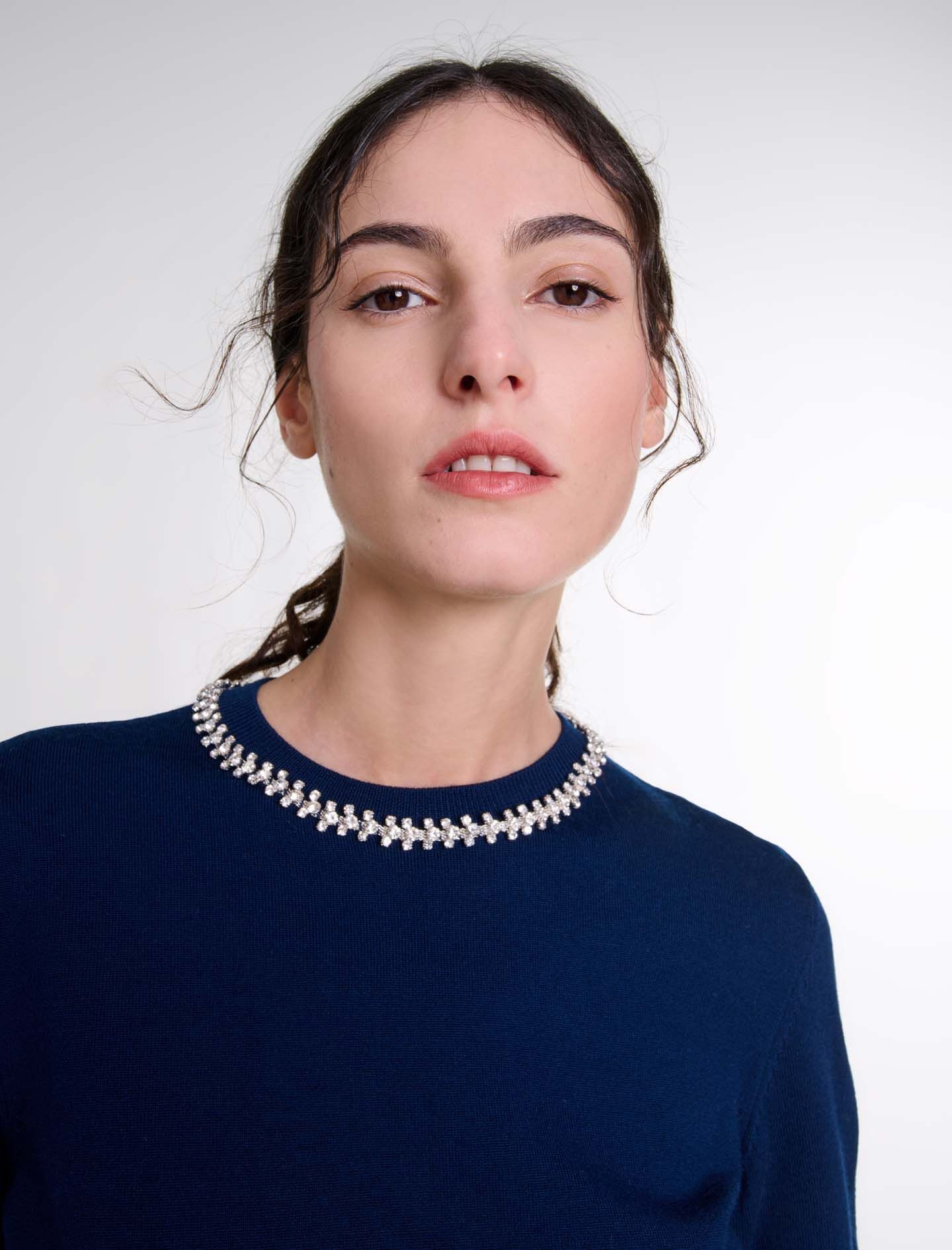 Knit crop jumper with rhinestones - 6