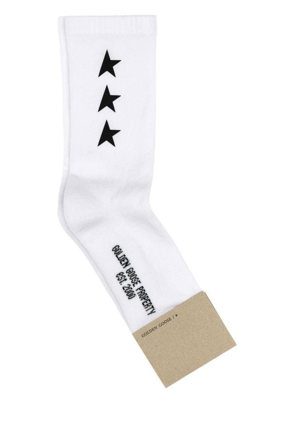 Golden Goose Deluxe Brand Man White Stretch Cotton Blend Socks - 1