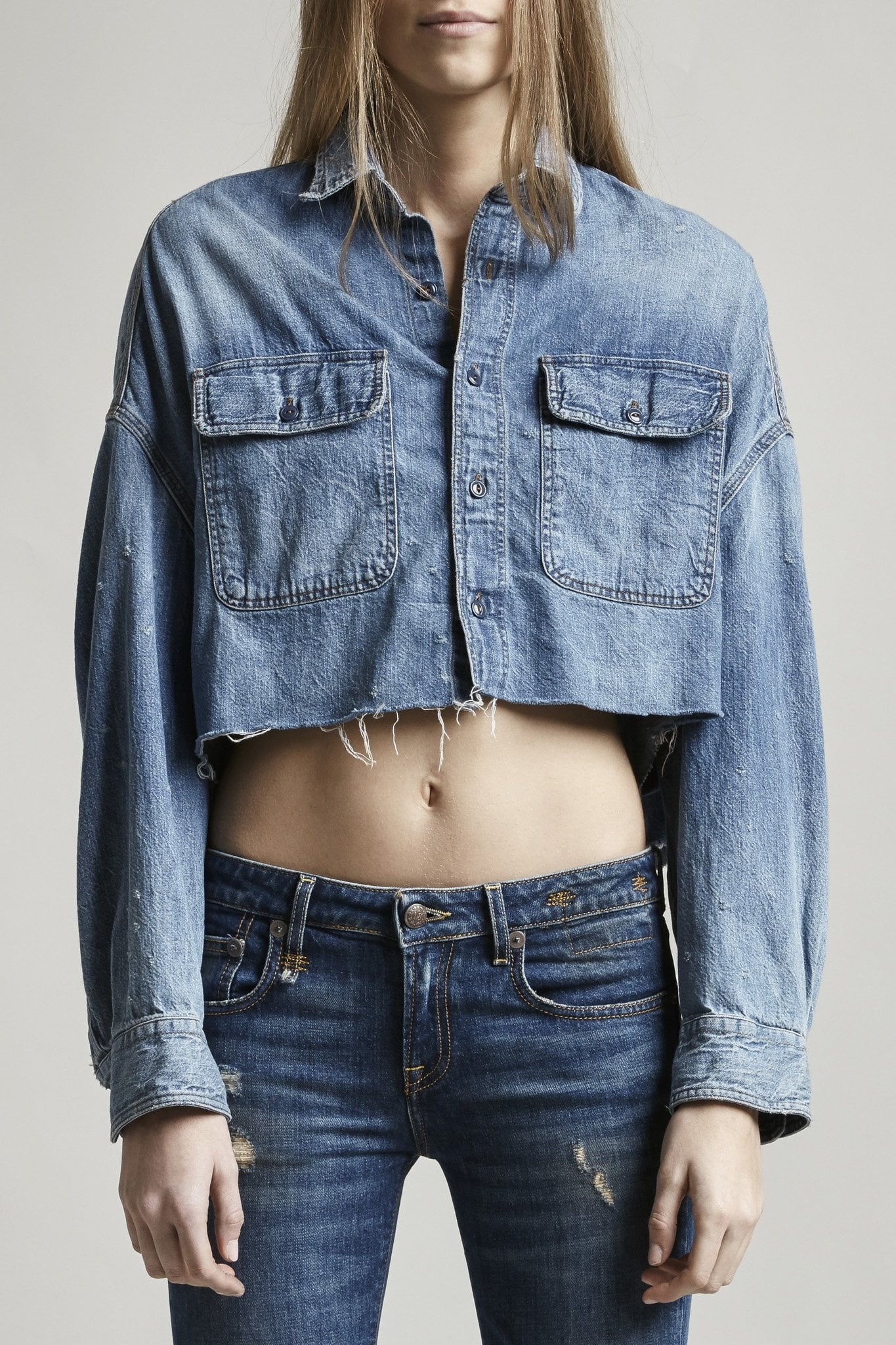 CROPPED DENIM SHIRT - BRINDLEY - 3