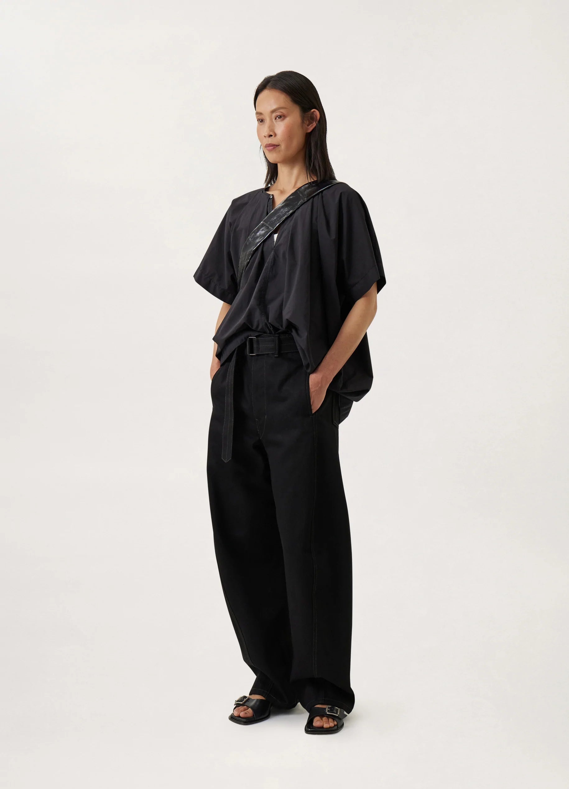 Lemaire TWISTED BELTED PANTS HEAVY BLACK DENIM | REVERSIBLE