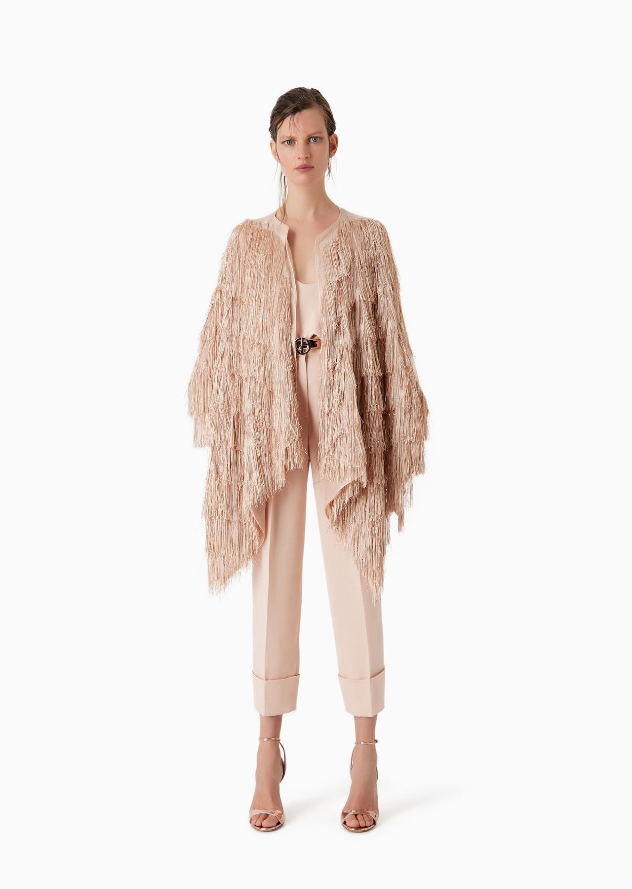 Silk-blend cape with fringes - 4