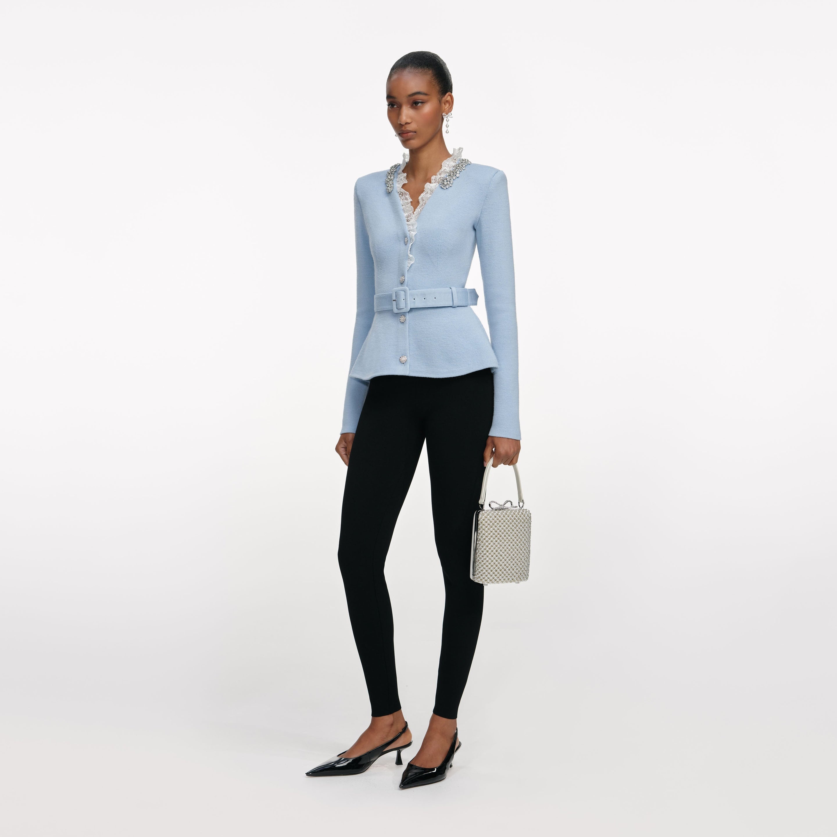 Blue Crystal Trim Cardigan - 2