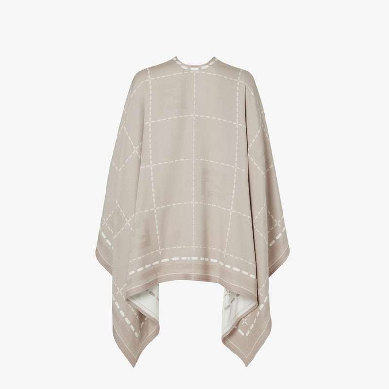 FENDI Poncho Ivory and dove gray wool poncho outlook