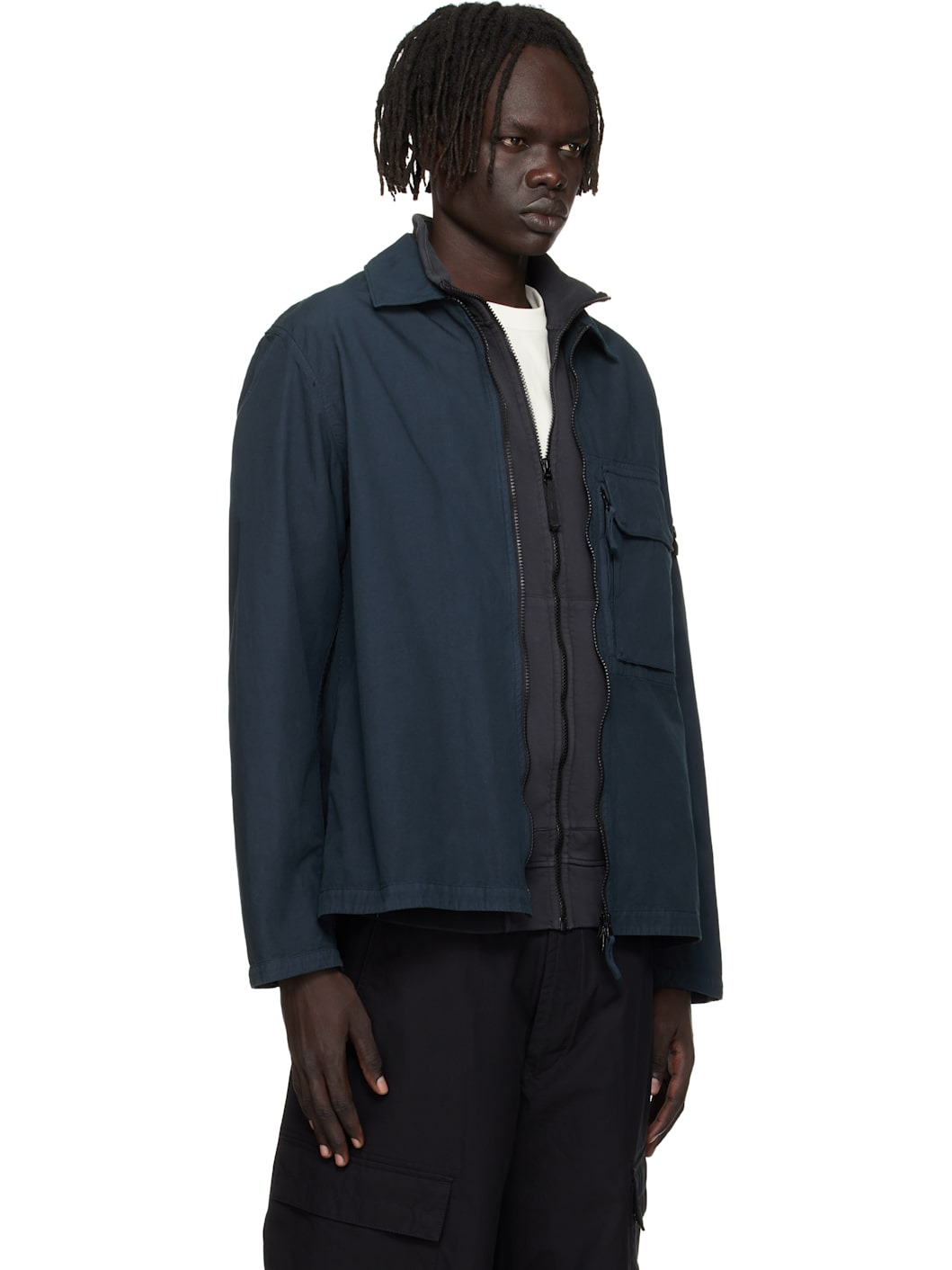 Navy 1200004 Canvas Weave Cotton Overshirt - 2