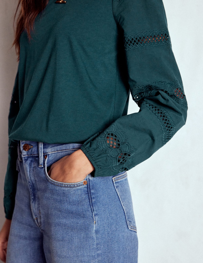 Millie Lace Mix Top-Midnight Teal 3