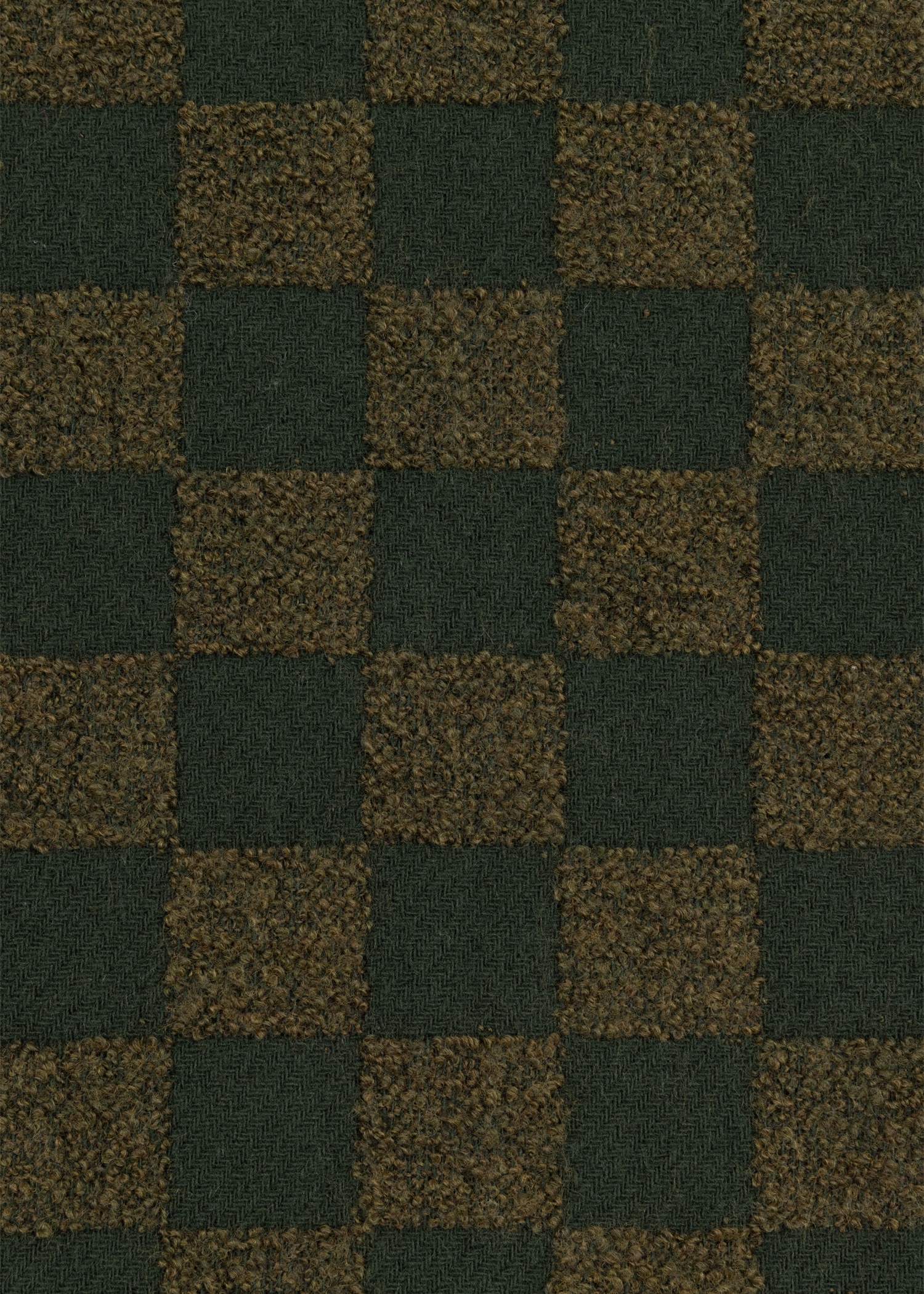 Khaki Wool-Blend 'Checkerboard' Scarf - 4