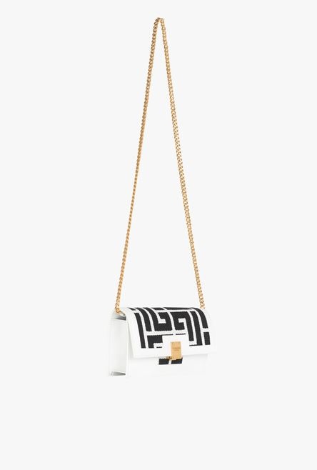 Mini-sized bicolor jacquard and white leather panel 1945 bag - 6