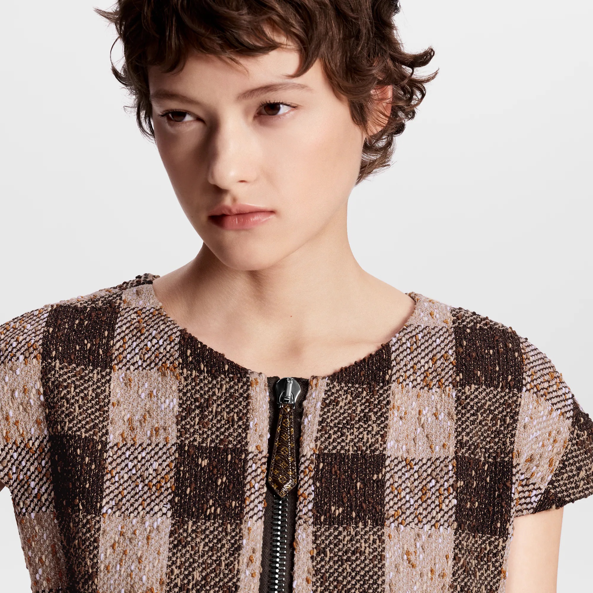 Check Tweed Utility Detail Dress - 2