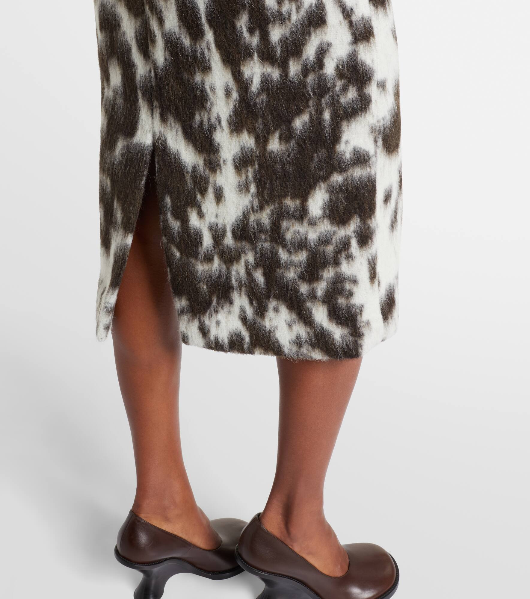 Printed wool-blend midi skirt - 5