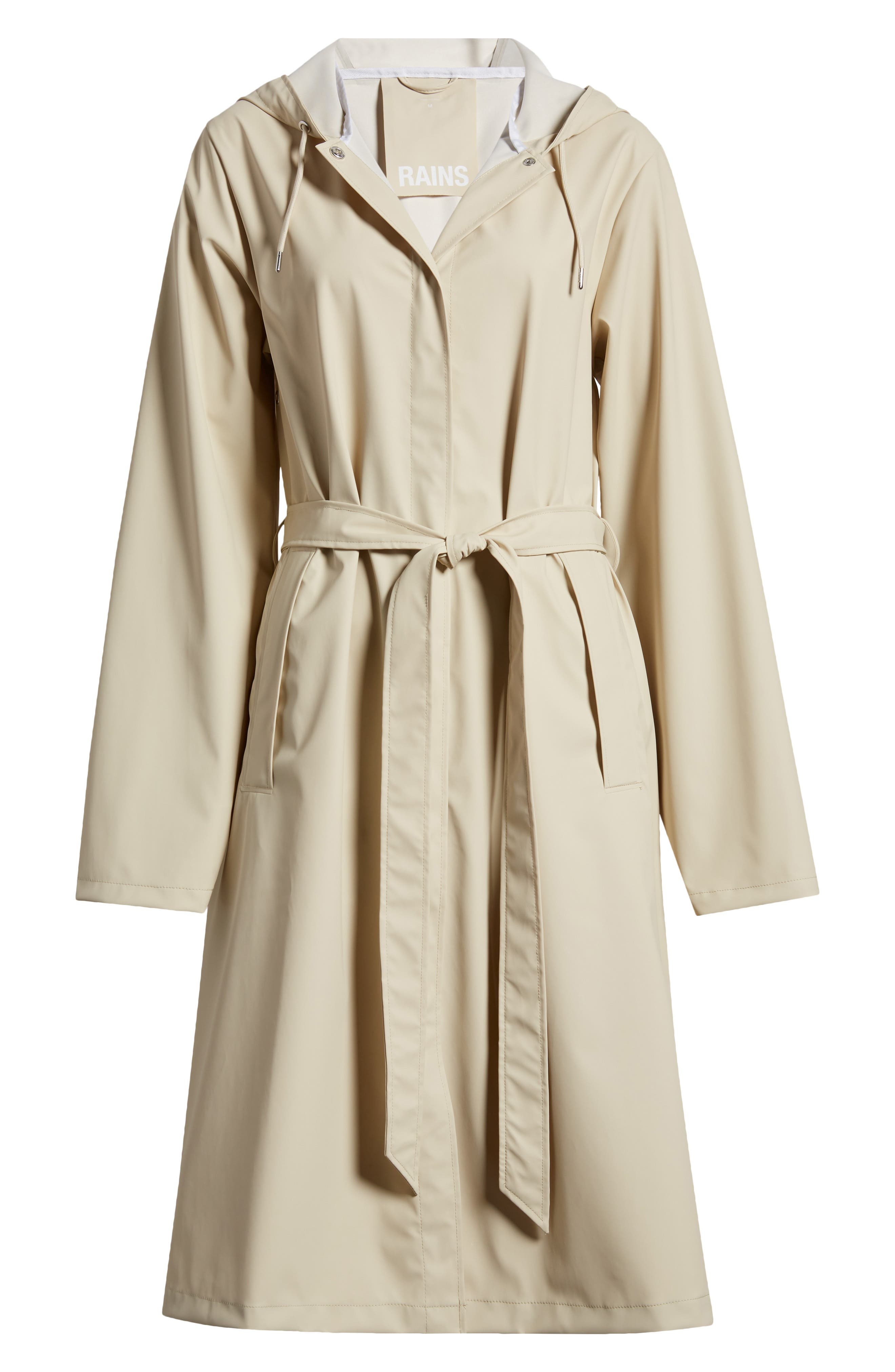 Rains Waterproof A-Line Long Raincoat in Dune at Nordstrom - 6
