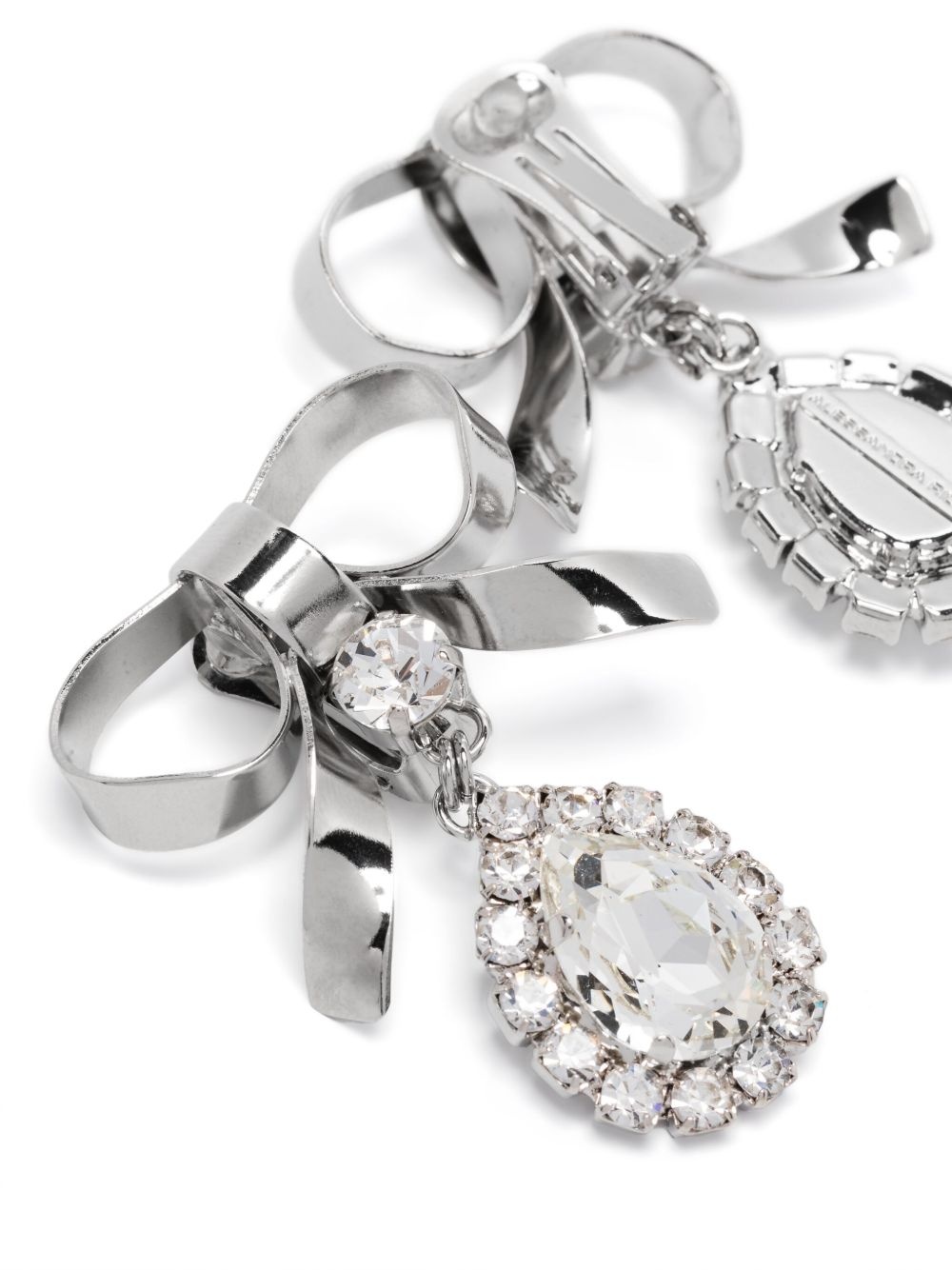 crystal-embellished bow drop earrings - 3