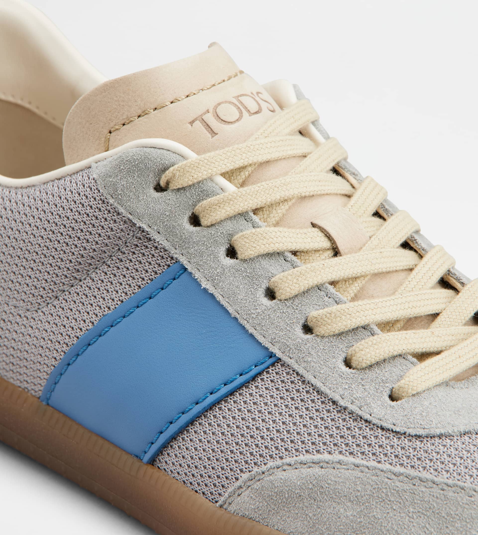 TOD'S TABS SNEAKERS IN SUEDE AND TECHNICAL FABRIC - GREY, LIGHT BLUE - 5