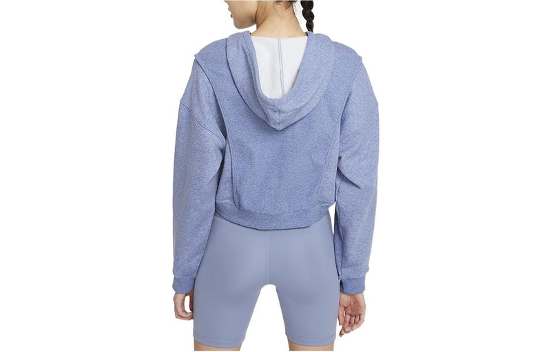 Nike (WMNS) Nike Dri-Fit Cropped Training Hoodie 'Blue' DD4639-493 outlook