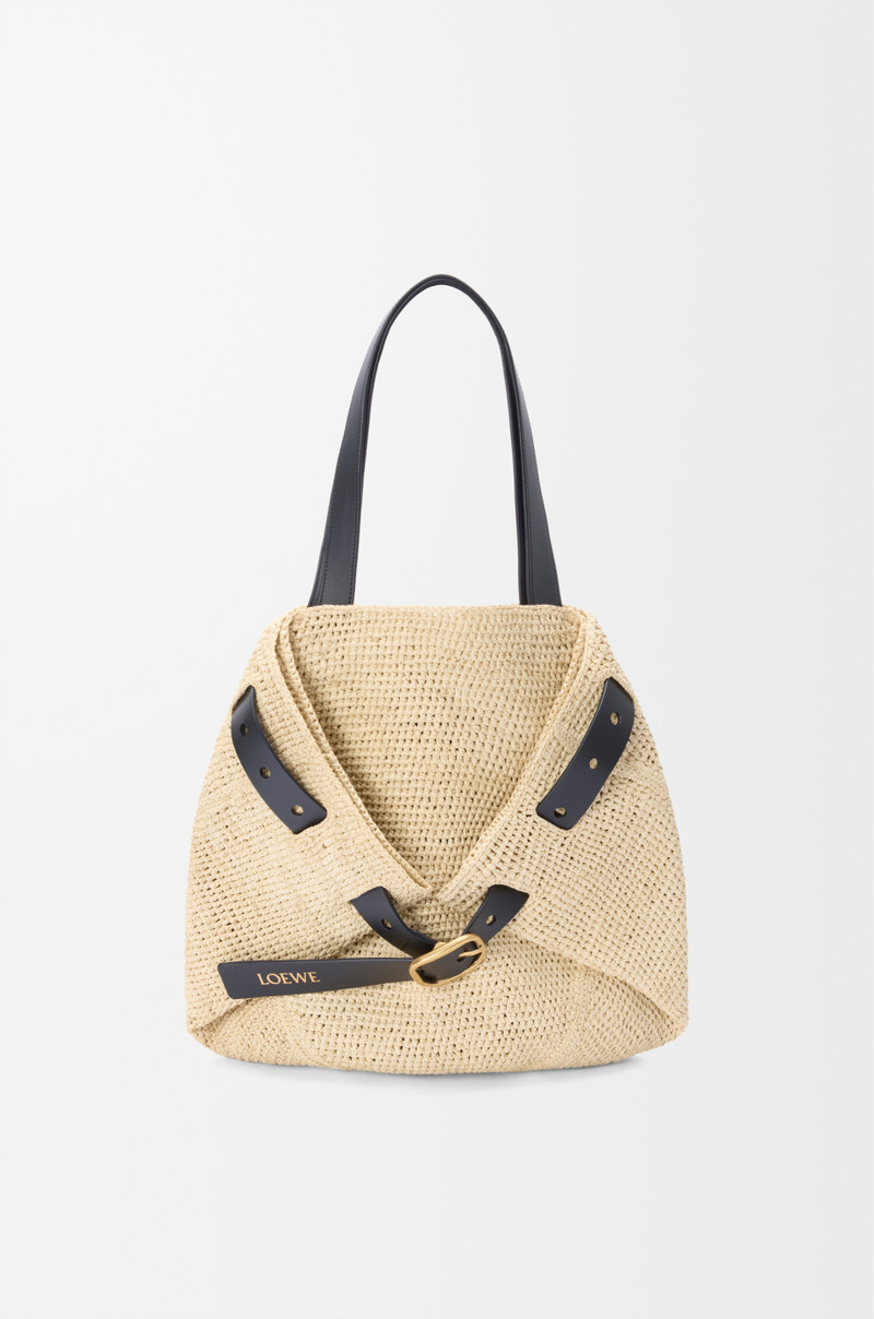 Medium Punch Hole shopper in raffia - 1