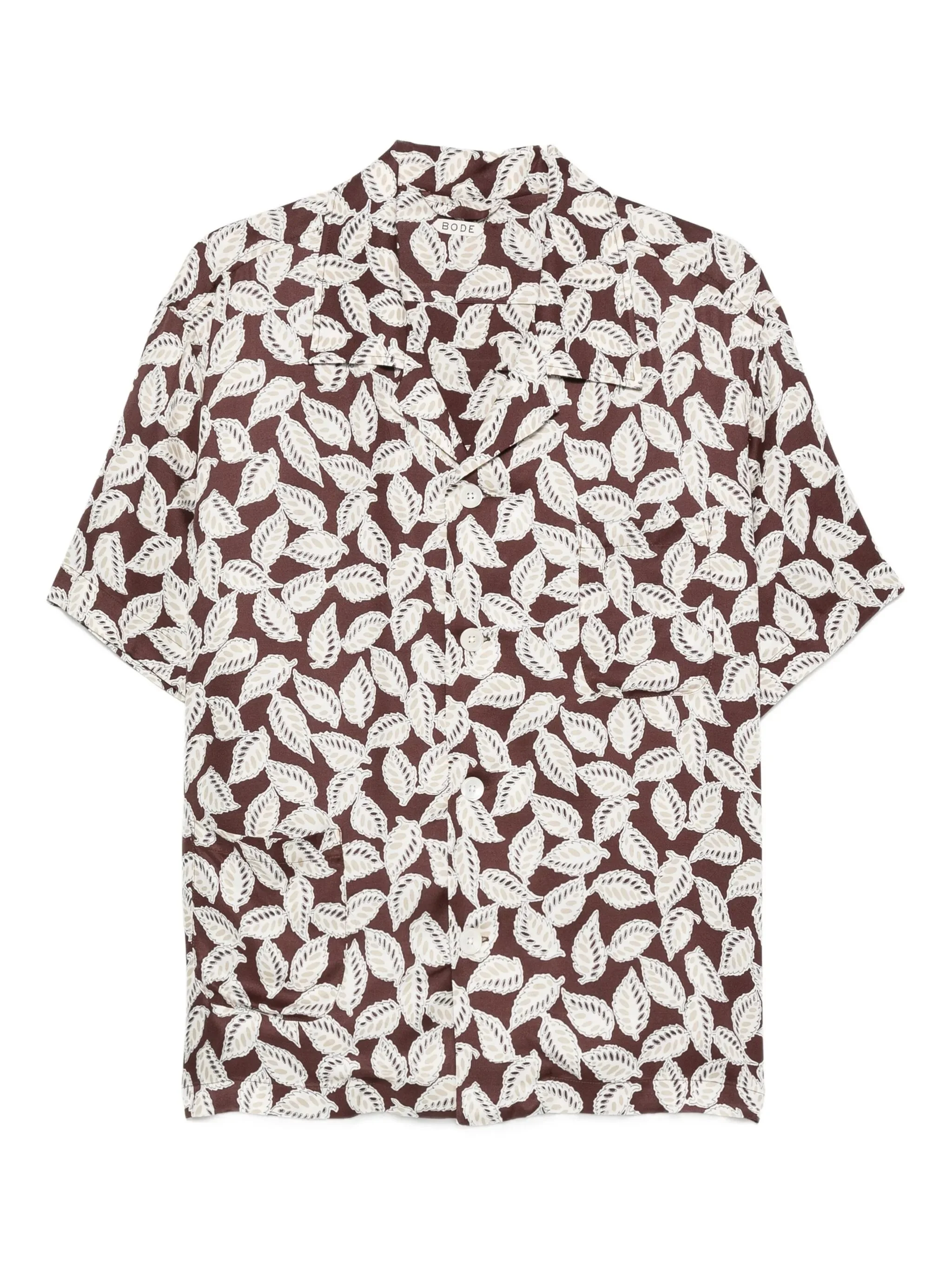leaf-print shirt - 1