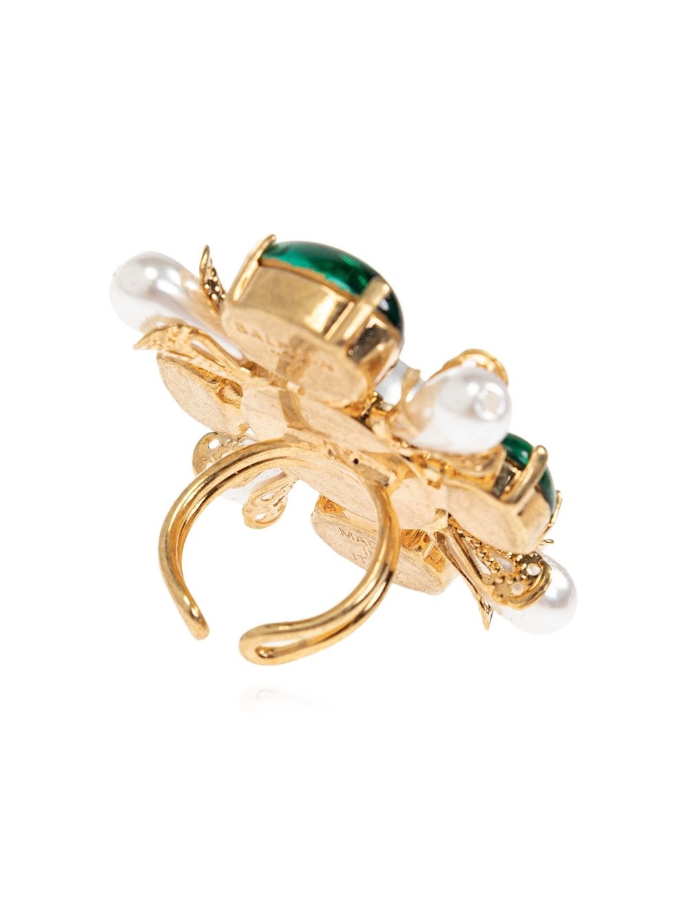 crystal-embellished faux-pearl ring - 4