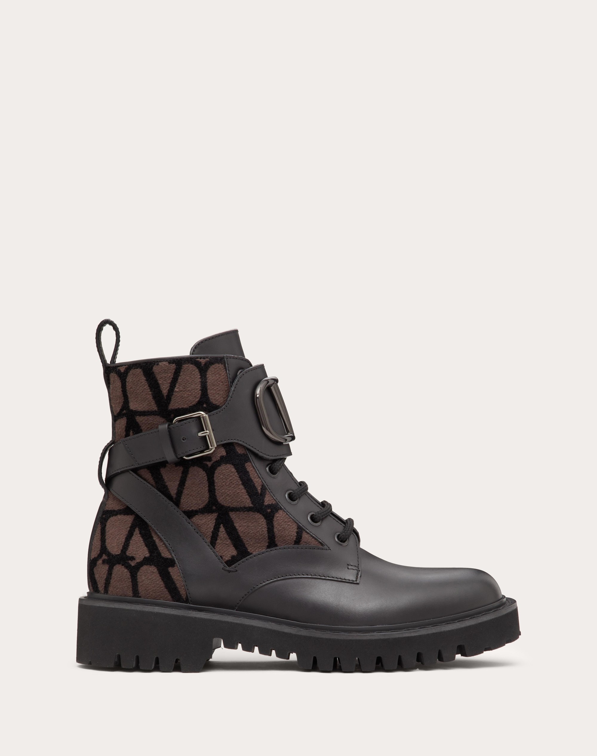 VLOGO SIGNATURE COMBAT BOOT IN CALFSKIN AND TOILE ICONOGRAPHE 35MM - 1
