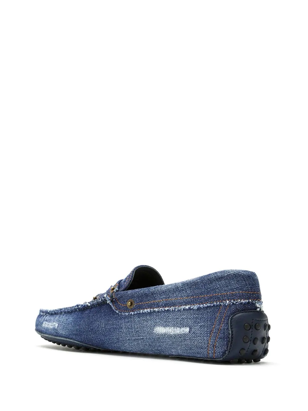 distressed denim slip-on moccasins  - 3