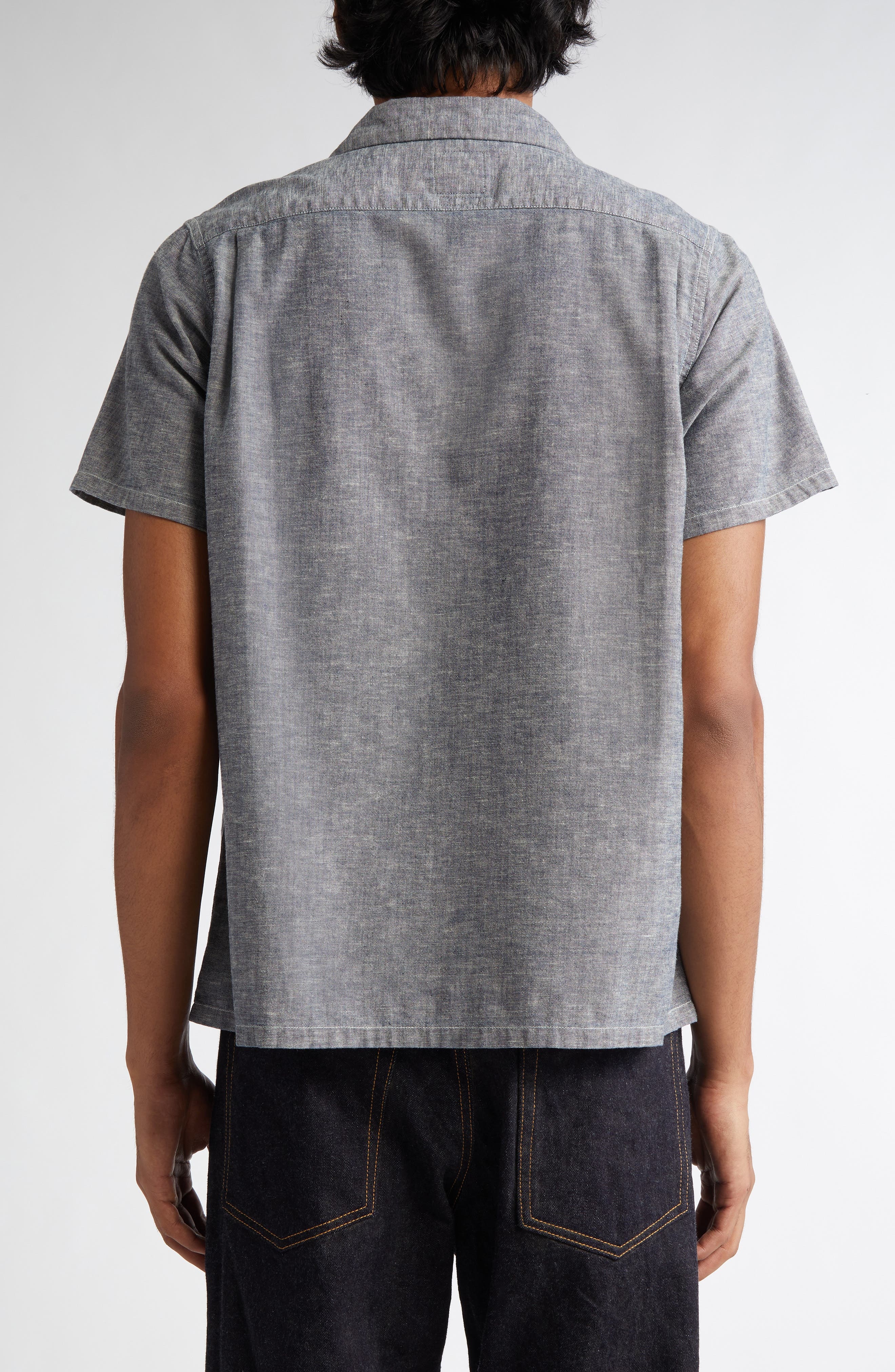 VISVIM Fairway Short Sleeve Chambray Button-Up Shirt in Indigo at Nordstrom - 3