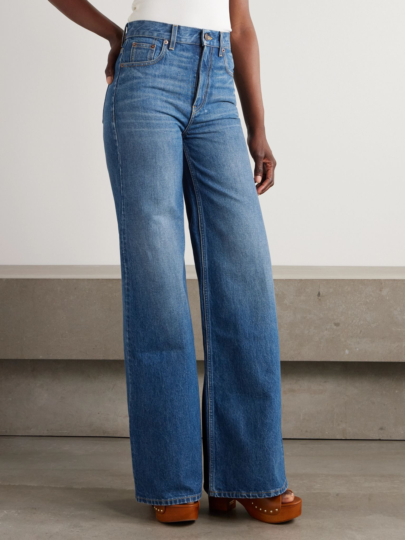 High-rise wide-leg jeans Mid denim - 3