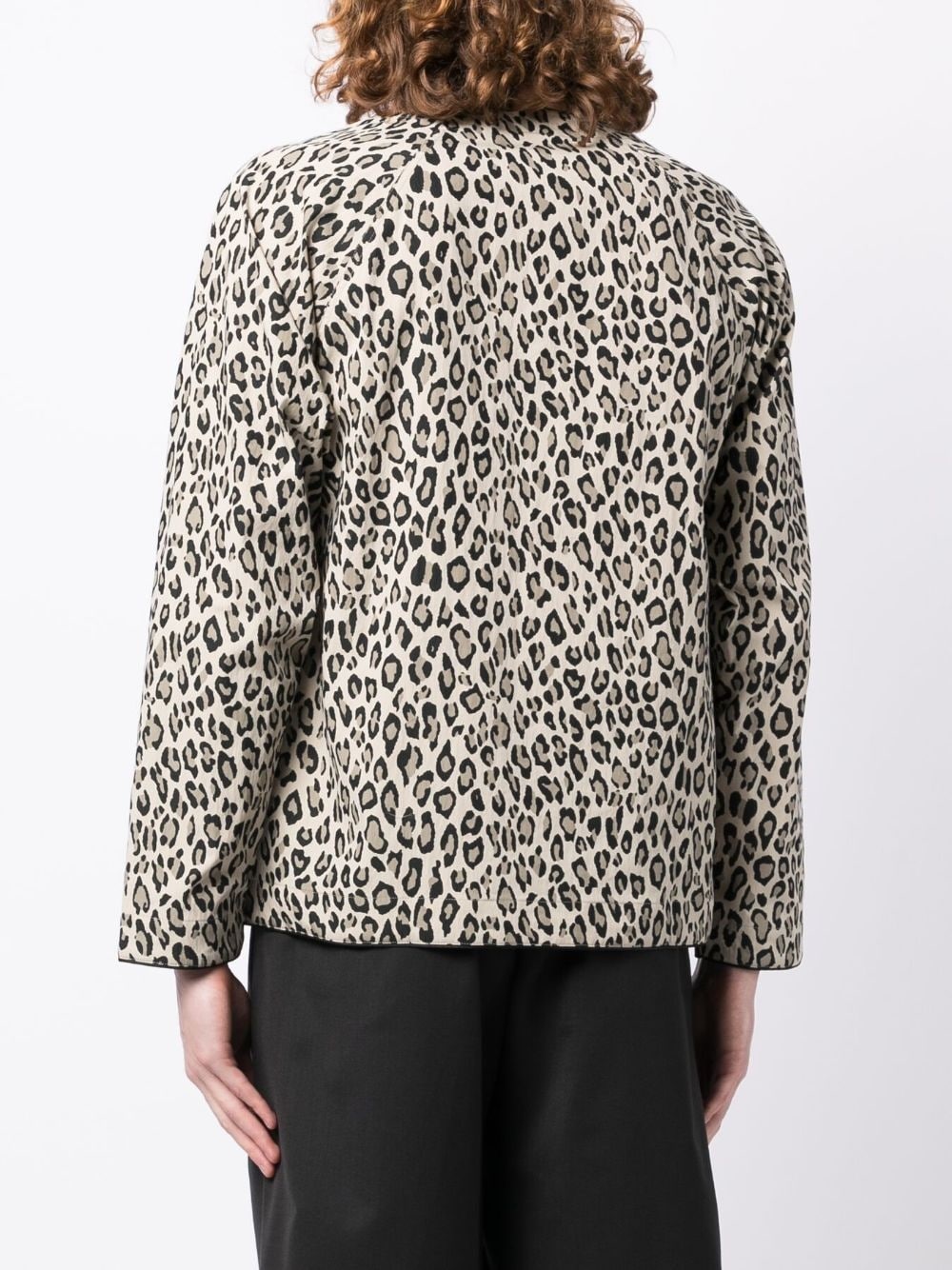 leopard-print V-neck shirt - 4
