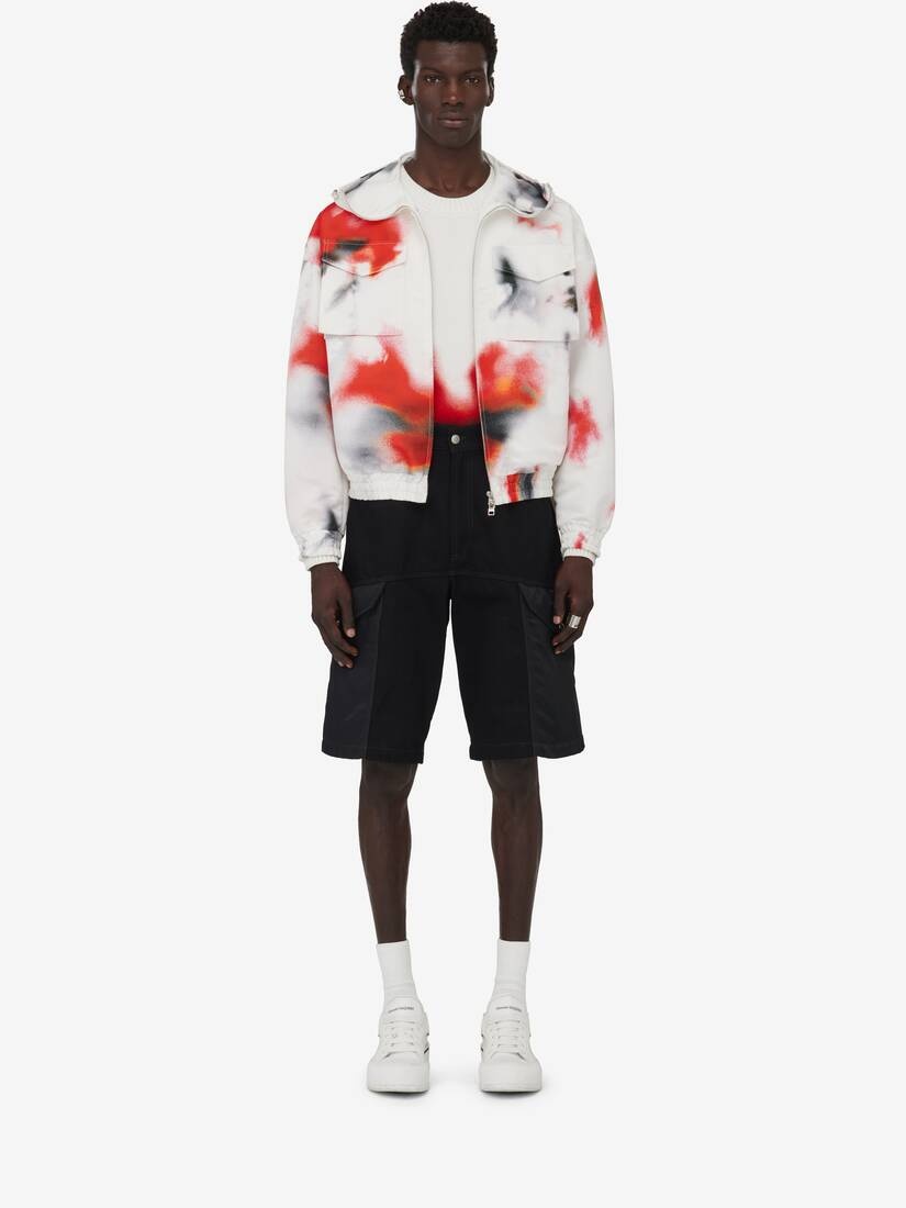 Men's Obscured Flower Windbreaker in White/red - 2