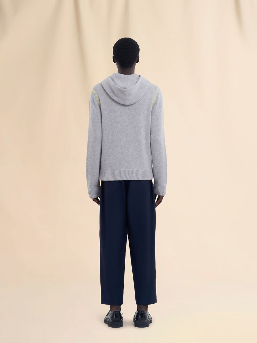 DEEP BLUE TROPICAL WOOL TROUSERS WITH DRAWSTRING WAIST - 3