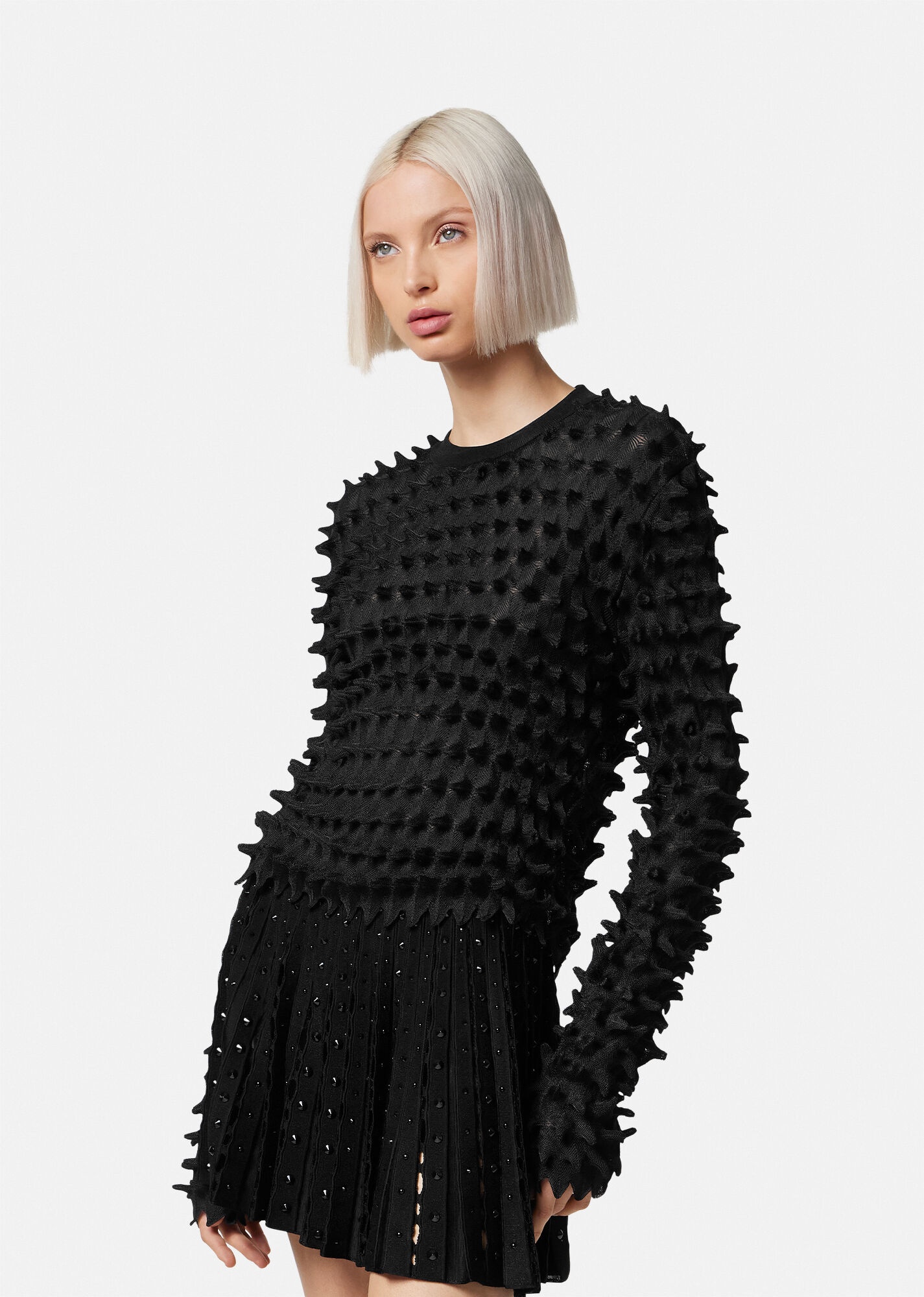 Spiked Textured Sweater - 3