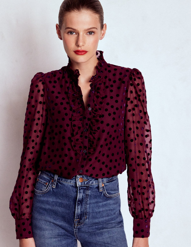 Sasha Devore Velvet Top-Deep Wisteria Spot 3