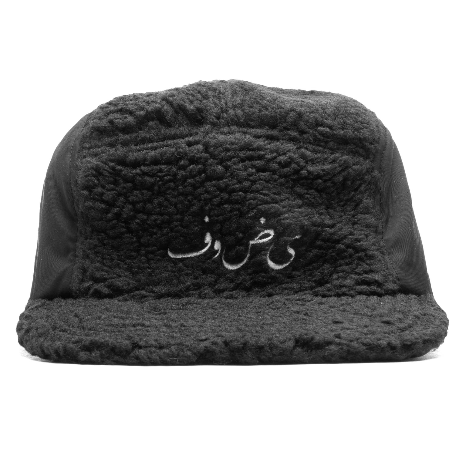 FLEECE AND NYLON CAP - BLACK - 1