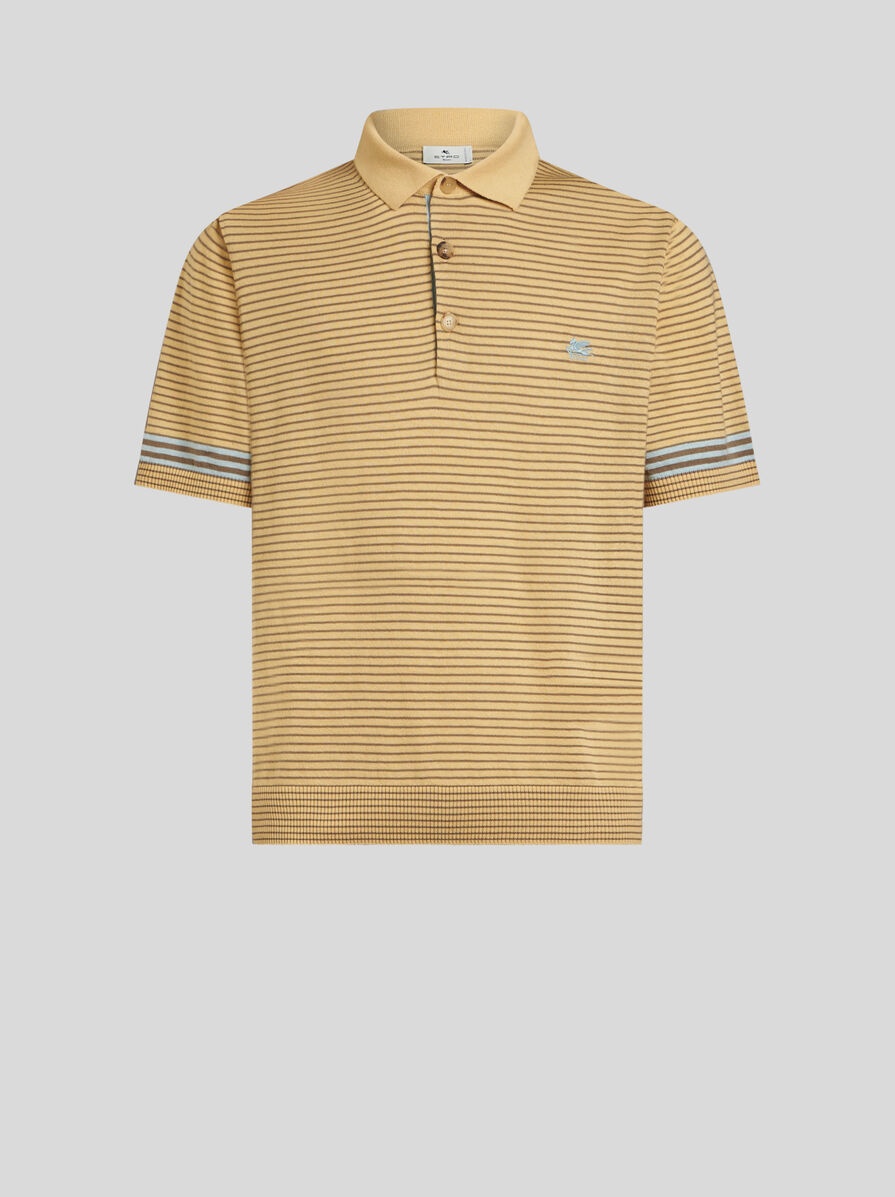 STRIPED KNIT POLO SHIRT WITH PEGASO DETAIL - 1