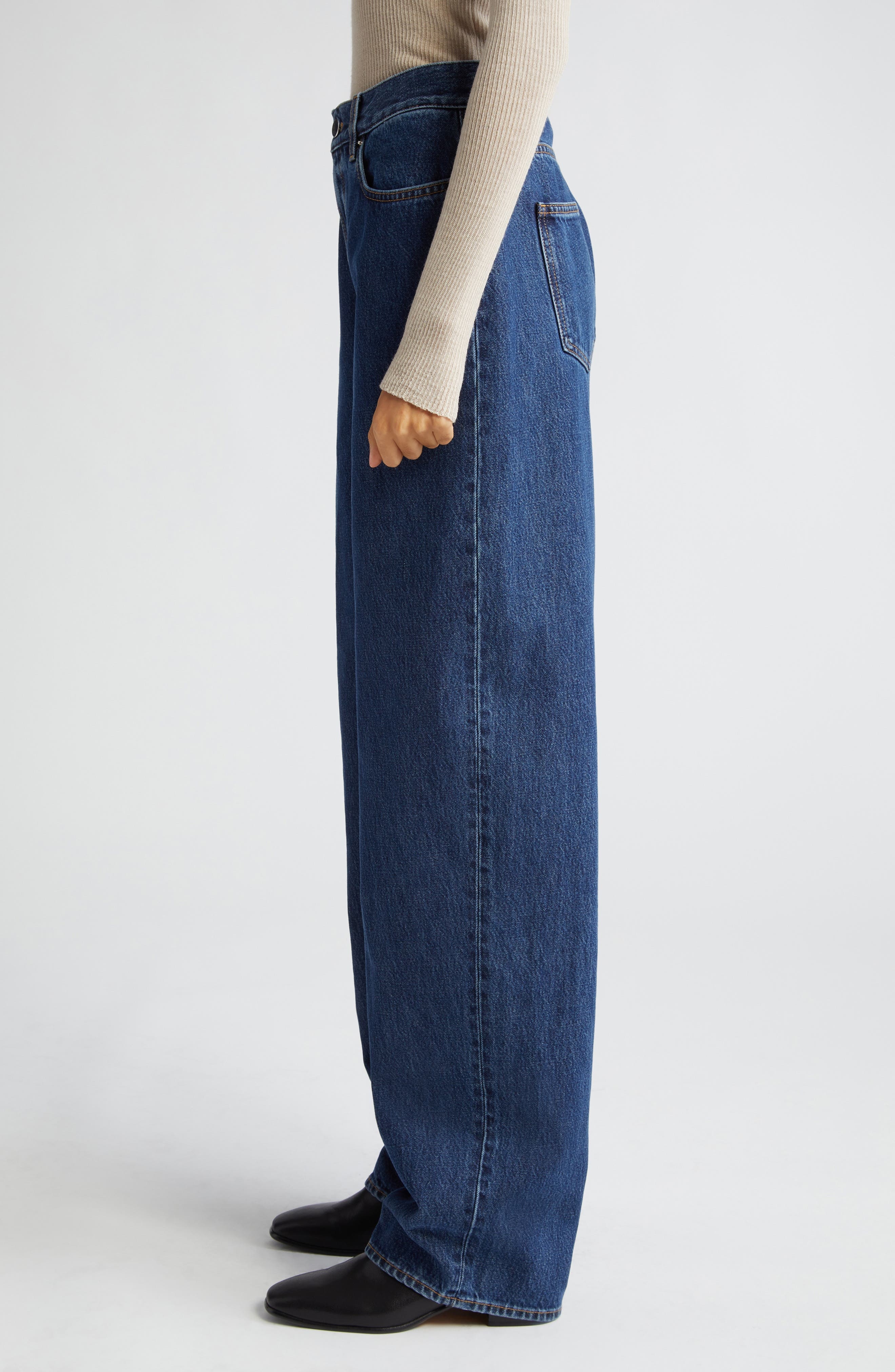 LOULOU DE SAISON Samur High Waist Tapered Leg Jeans in Washed Blue at Nordstrom - 4