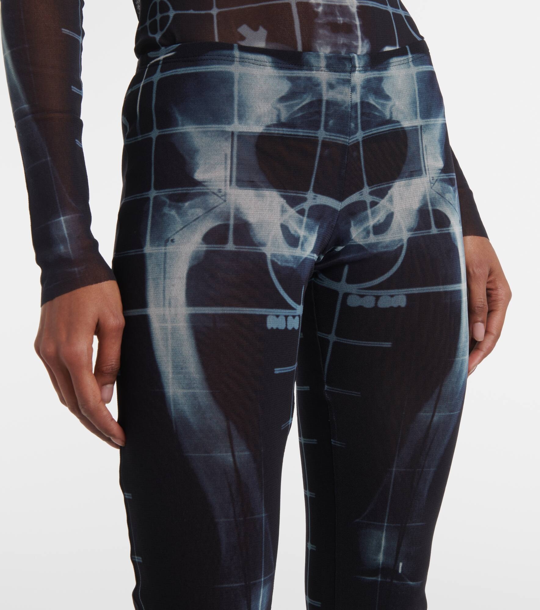 Squeletor semi-sheer mesh flared pants - 4