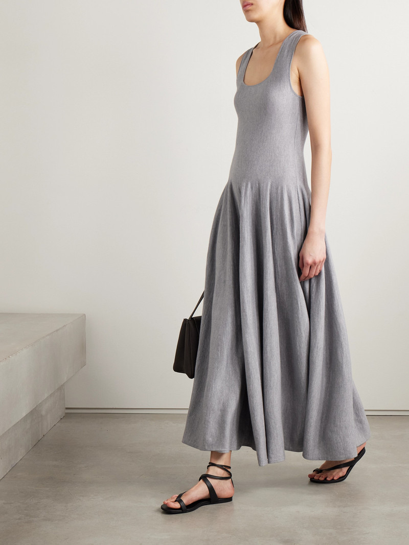KHAITE Jodie Pleated Wool Midi Dress outlook