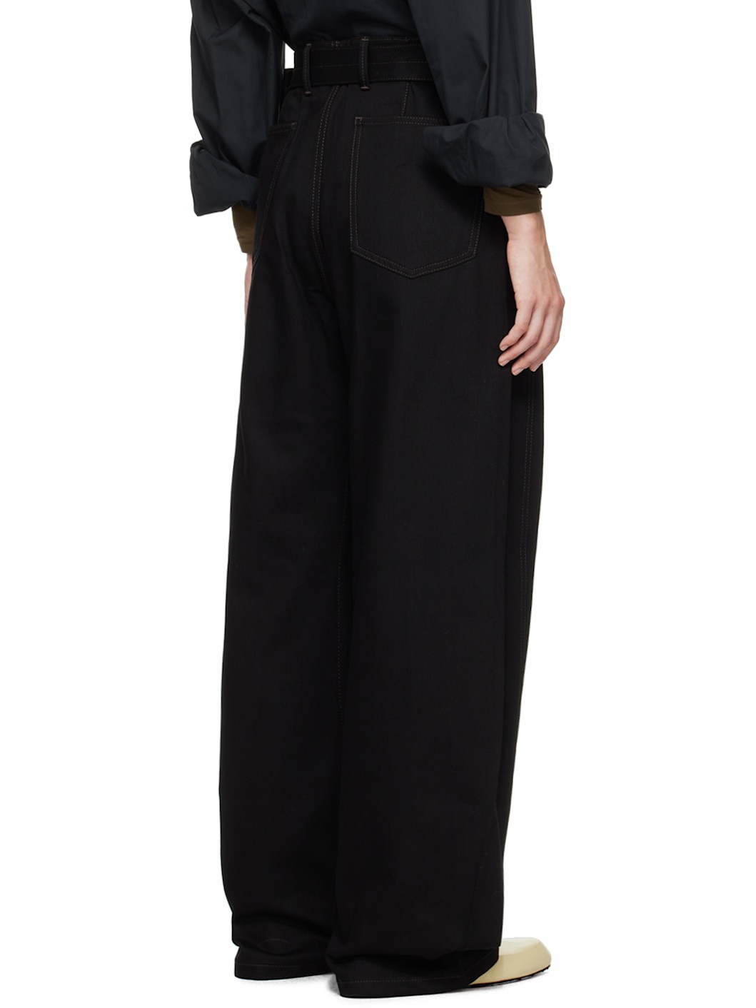 Black Twisted Belt Jeans - 3
