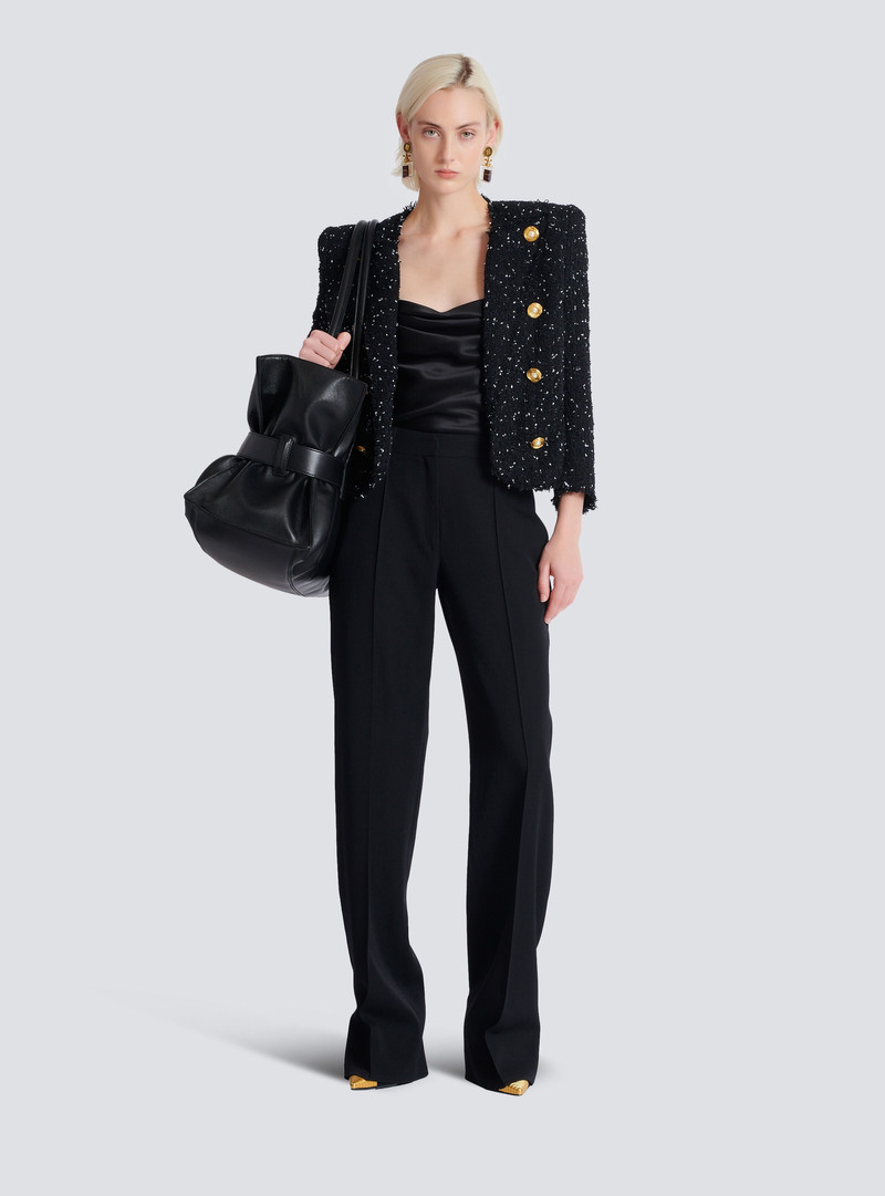 Balmain Cropped 8-button jacket in polka-dot tweed outlook