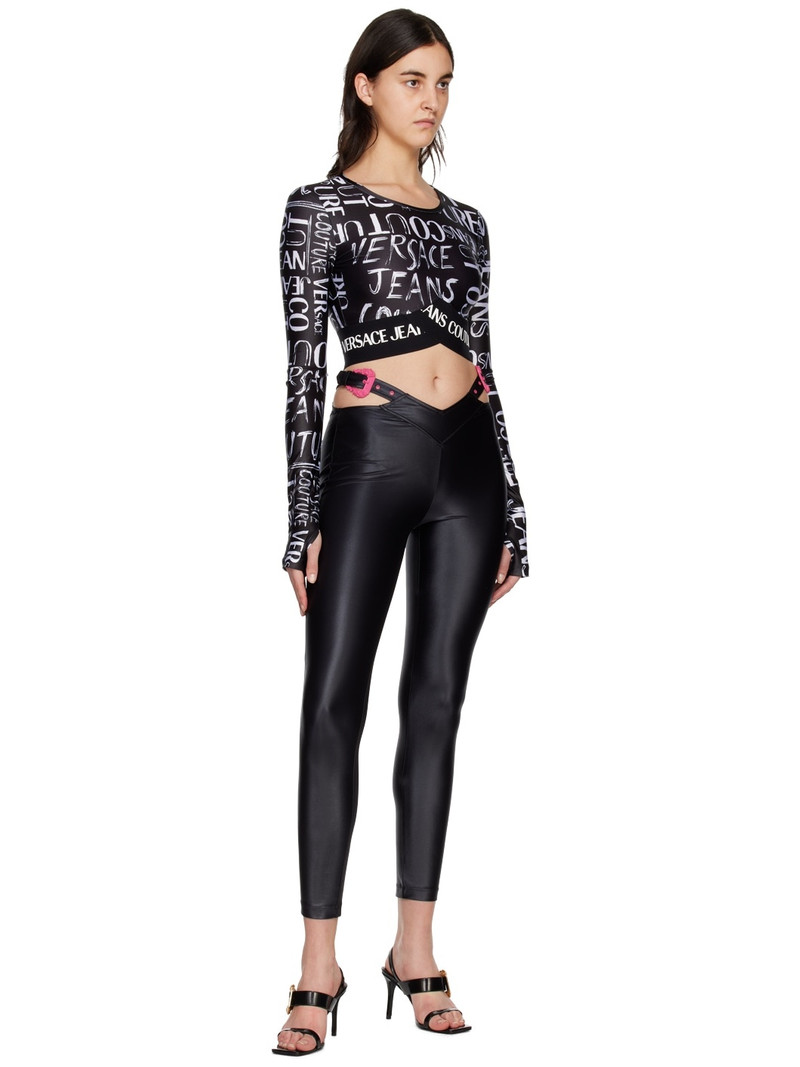 VERSACE JEANS COUTURE Black Shiny Leggings outlook