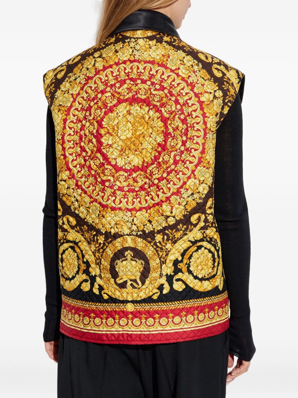 baroque-print quilted vest - 5