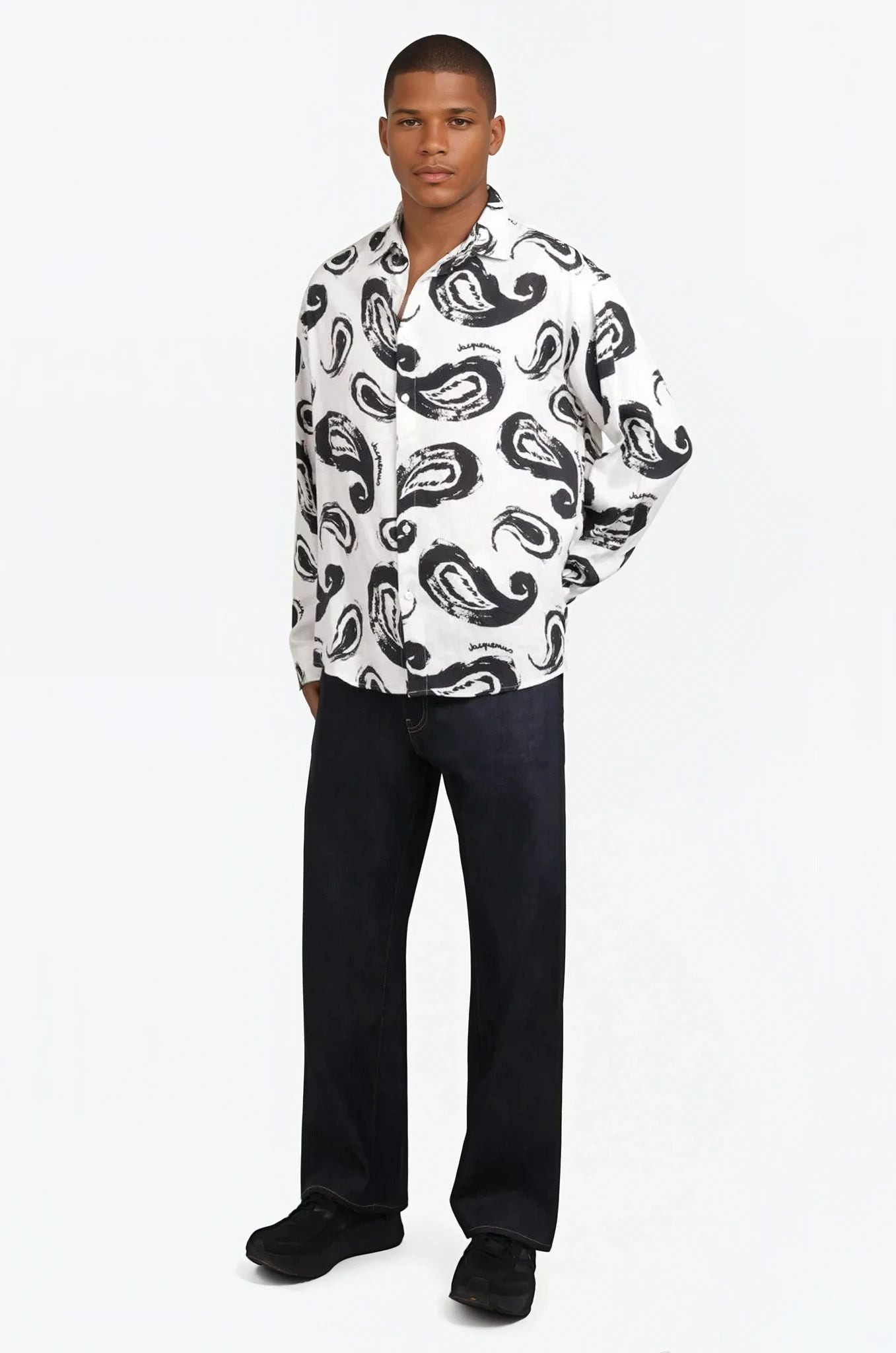 LA CHEMISE SIMON SHIRT | WHITE/BLACK PAISLEY - 2