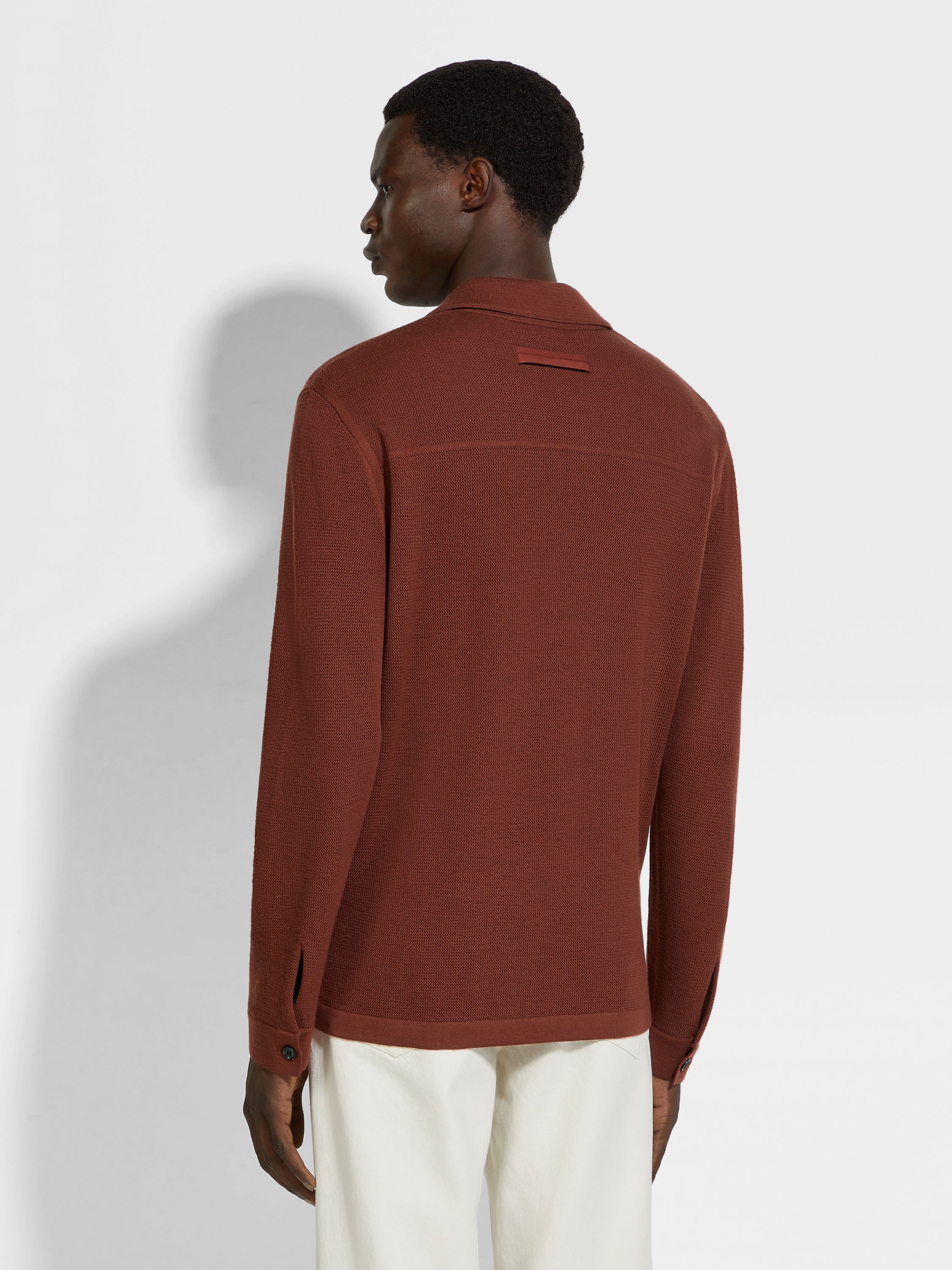 BRICK RED WOOL SHIRT - 4