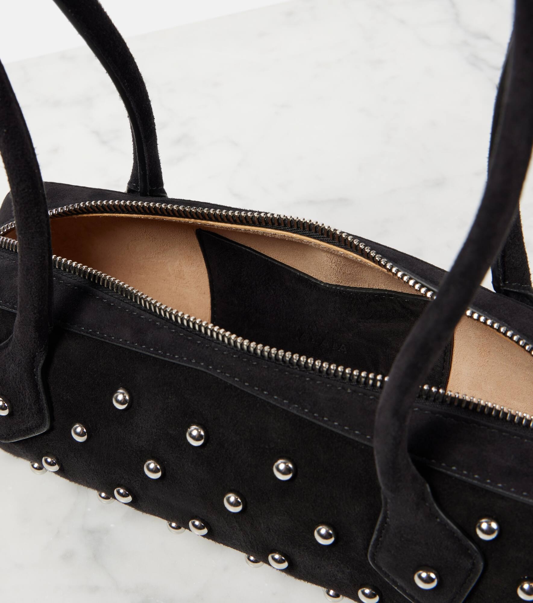Le Teckel Small studded suede shoulder bag - 3