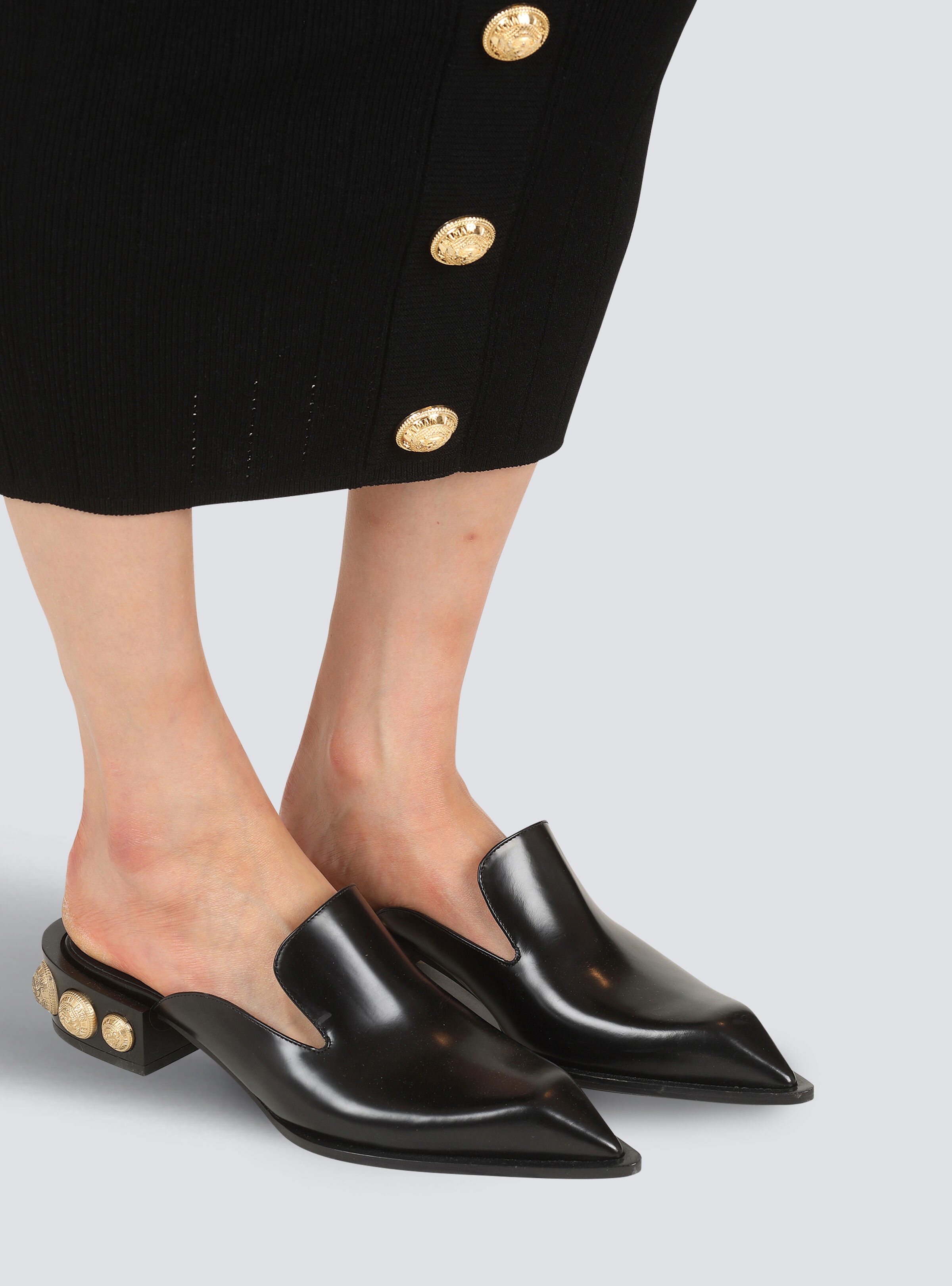 Shiny  leather Coin mule loafers - 7