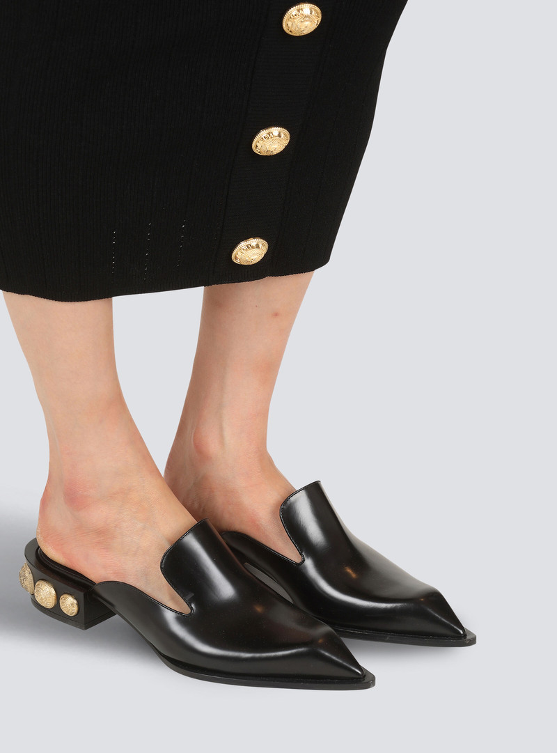 Balmain Shiny  leather Coin mule loafers outlook