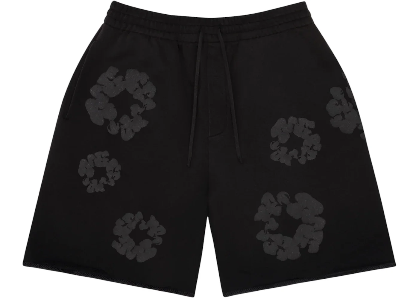 Denim Tears Faded Mono Cotton Wreath Sweatshorts Black - 1