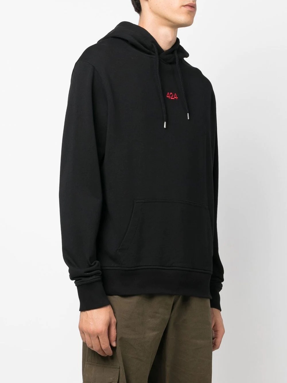 logo-embroidered drawstring hoodie - 3