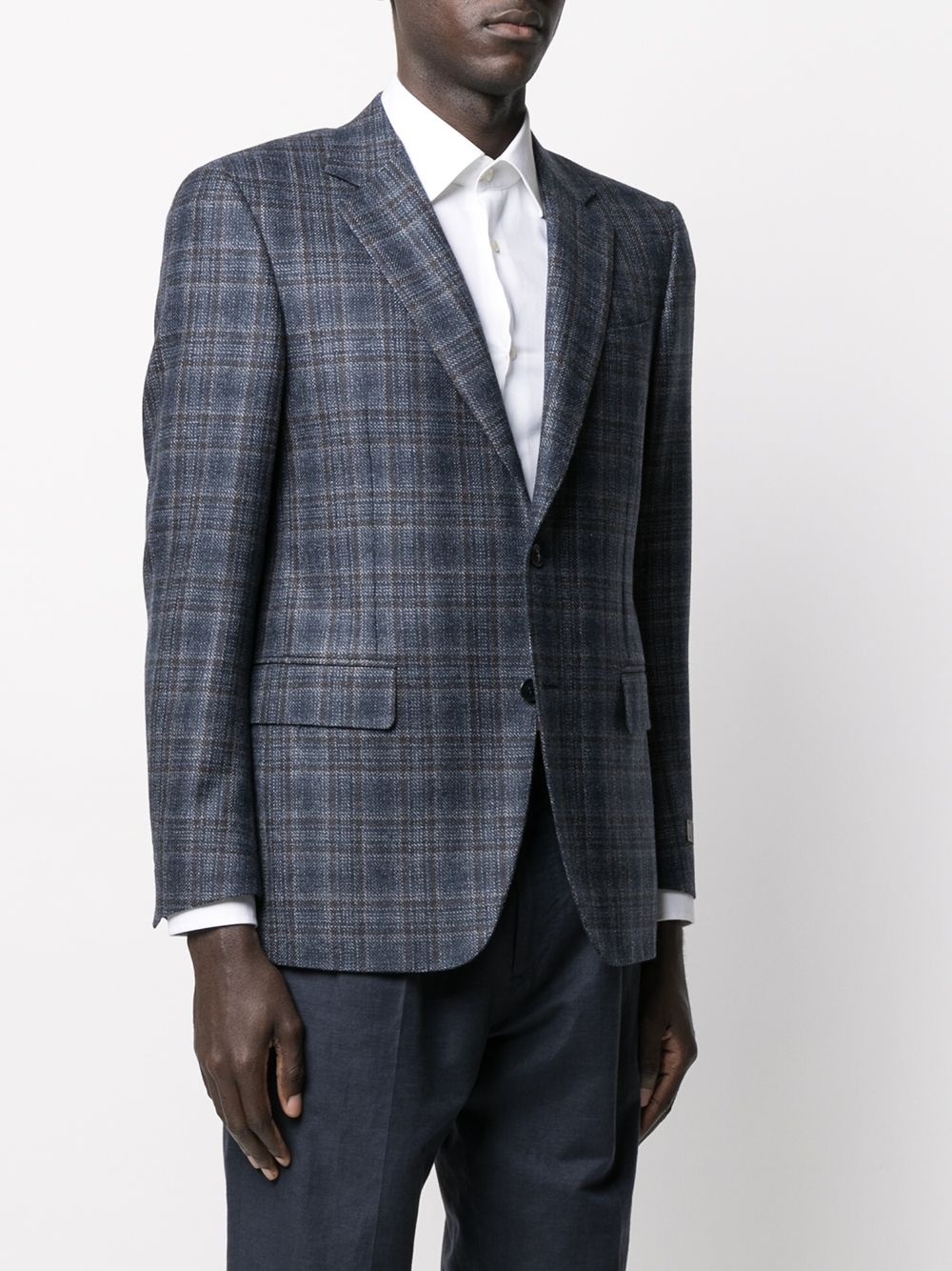 checked wool suit jacket - 3