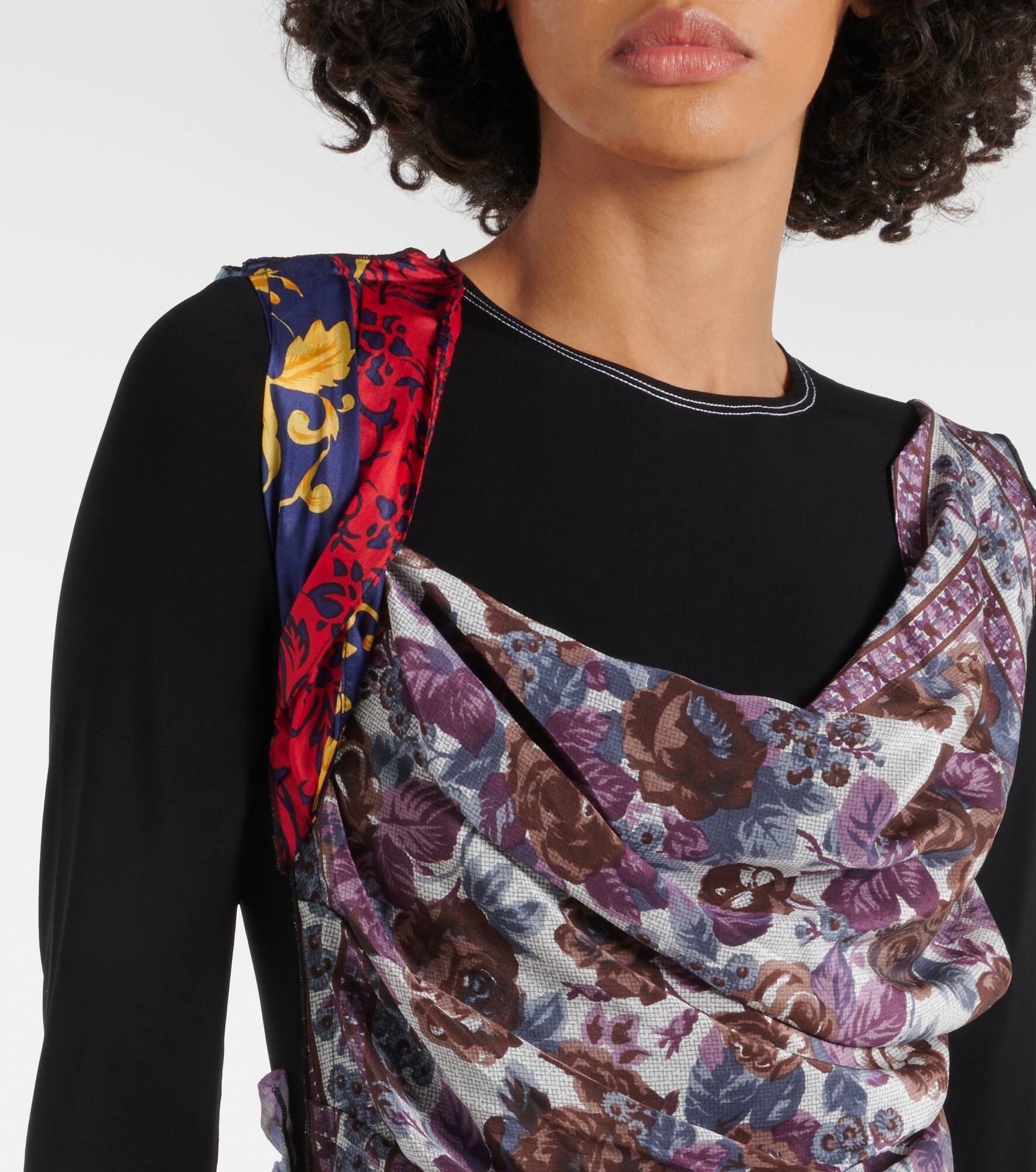 Silk Scarves draped jersey top - 4
