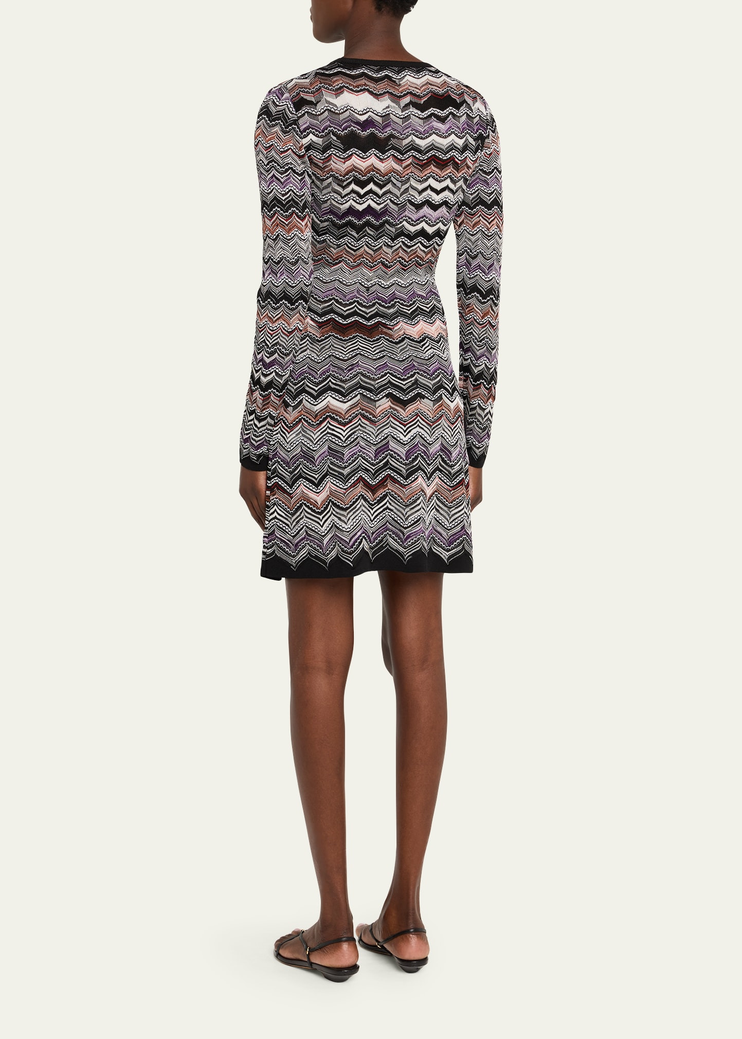 Zigzag Long-Sleeve Mini Dress - 3