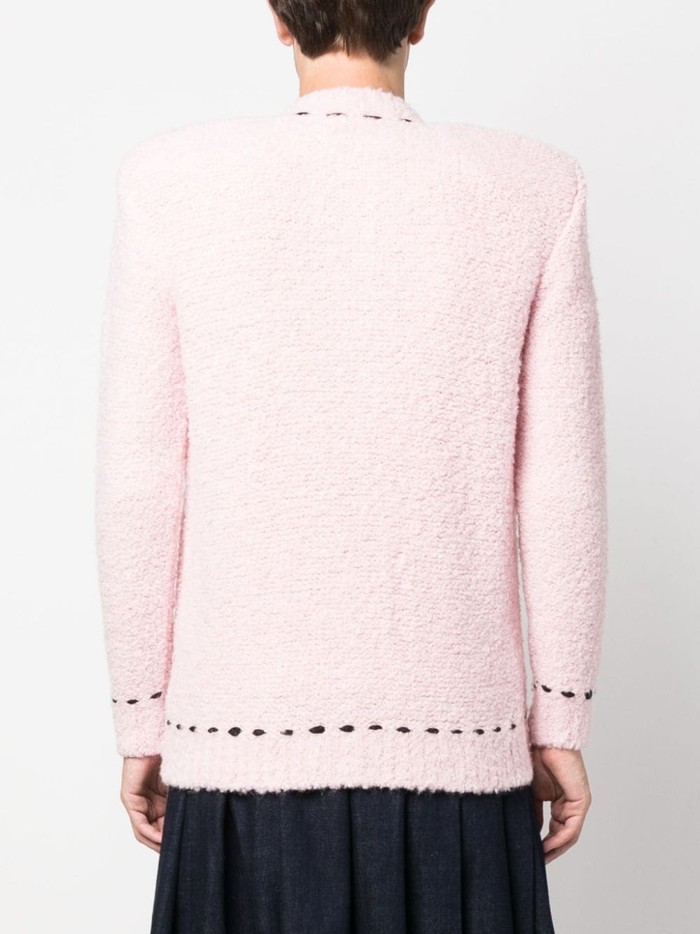 contrast-stitching bouclé jacket - 4